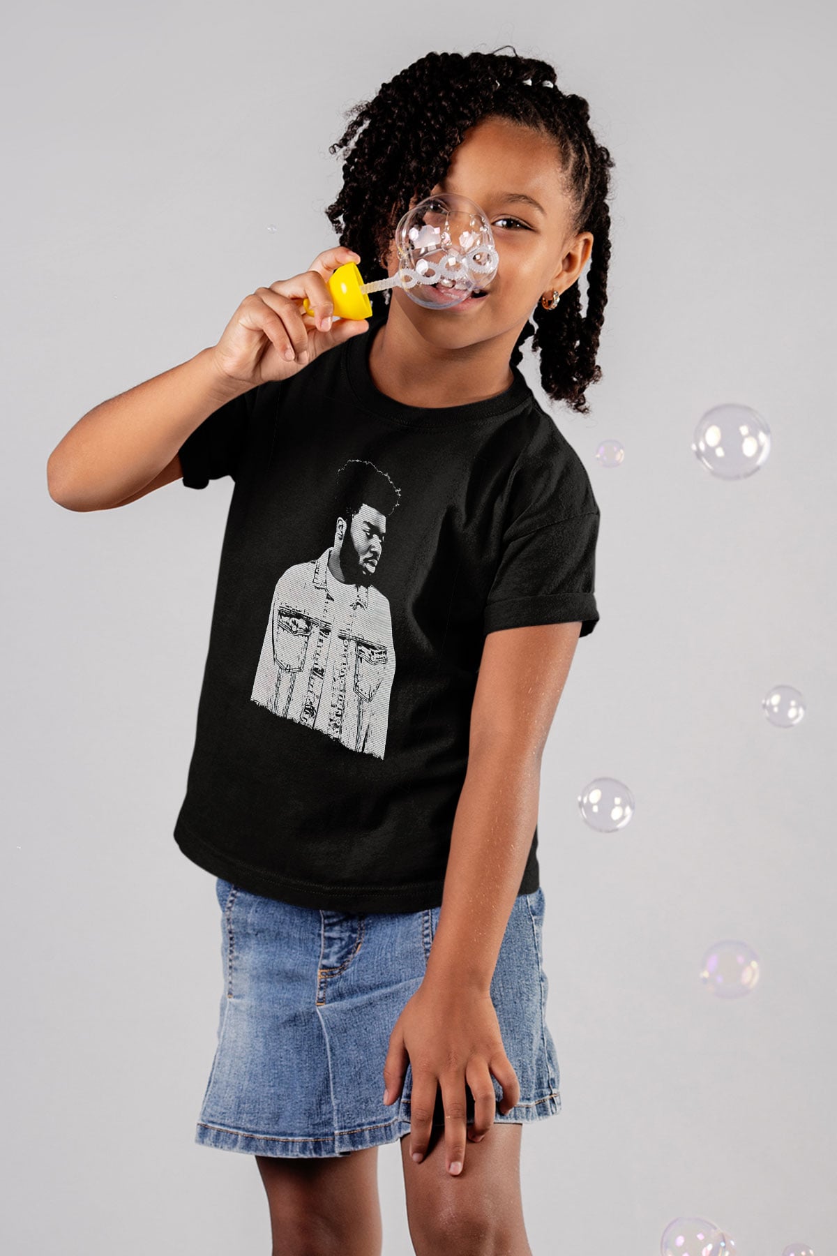 Khalid Baskılı Unisex Siyah Çocuk Tişört - Tshirt
