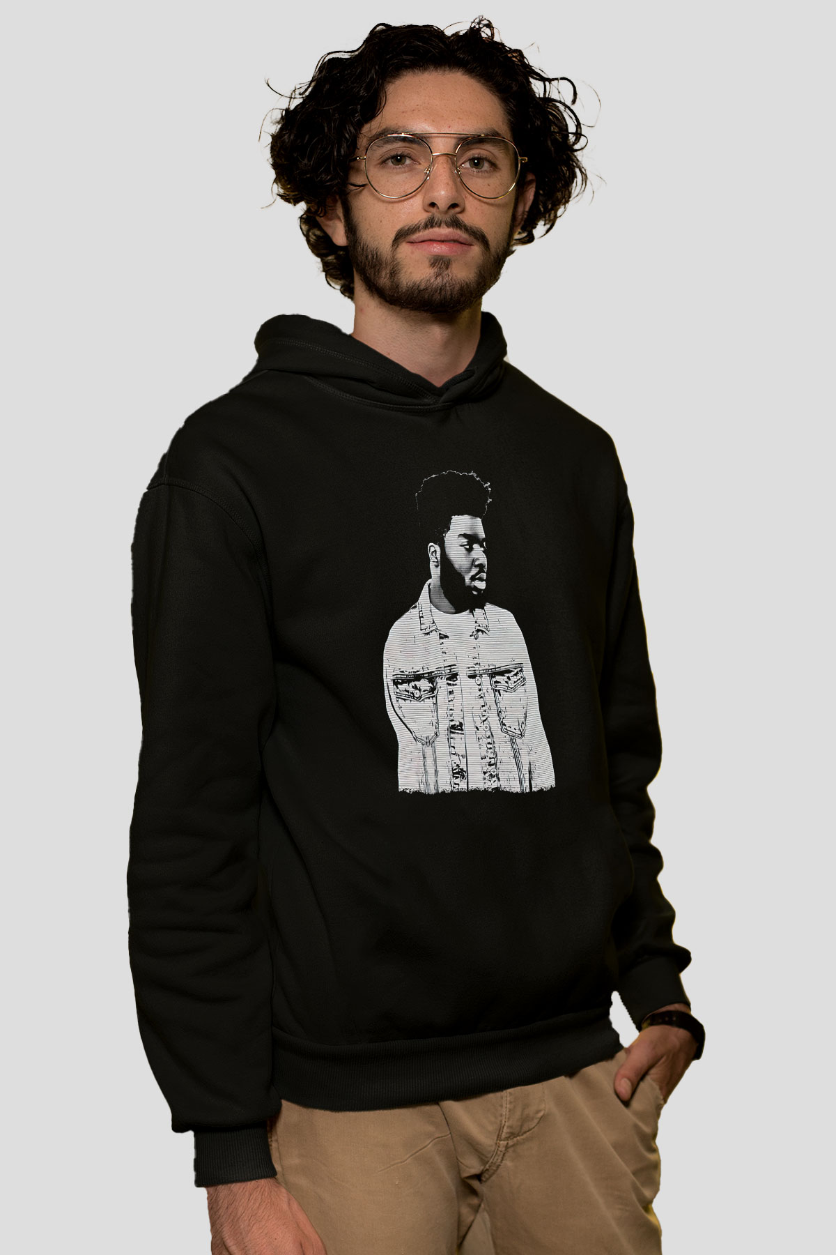 Khalid Baskılı Unisex Siyah Hoodie