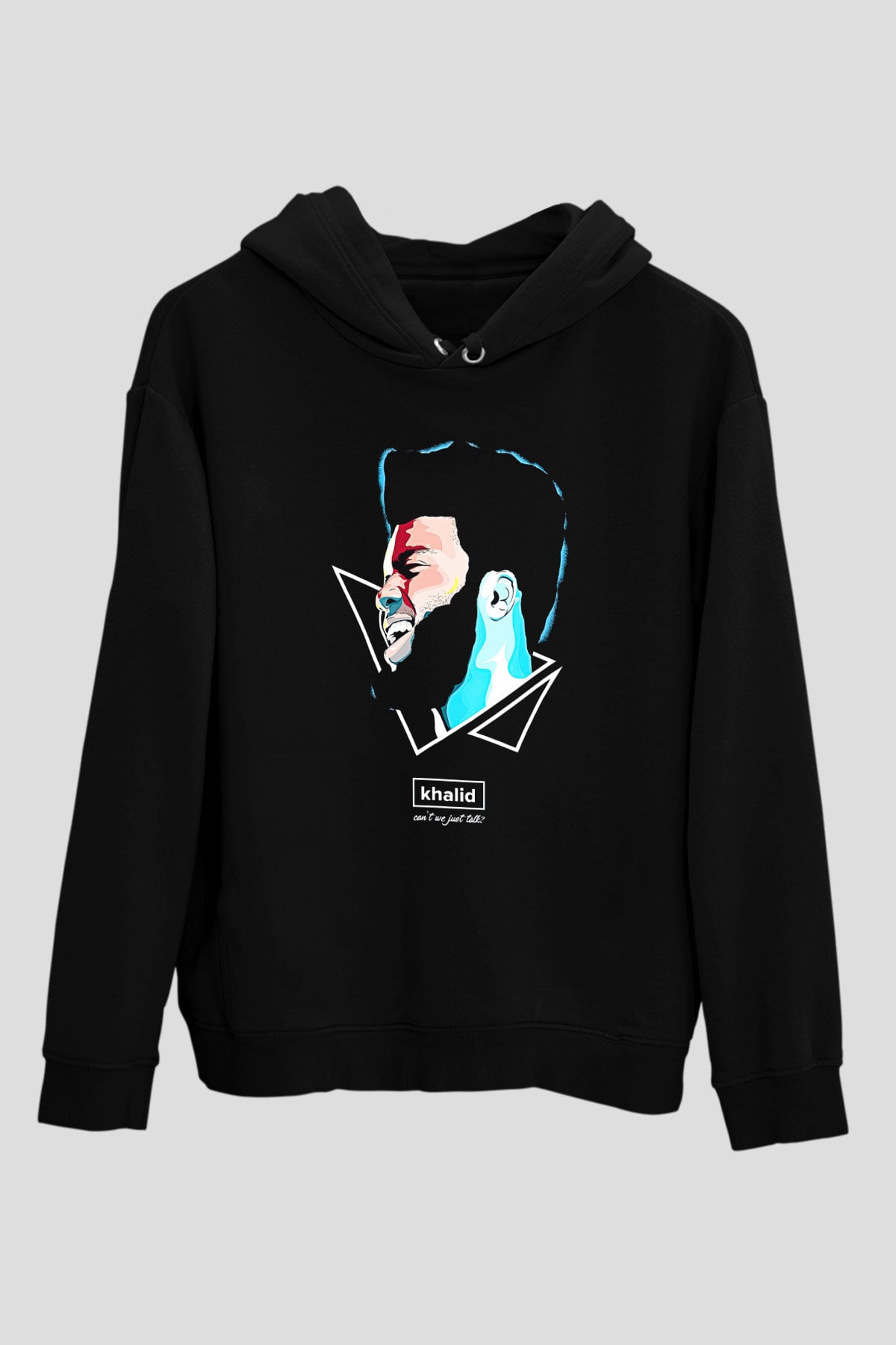 Khalid Baskılı Unisex Siyah Hoodie