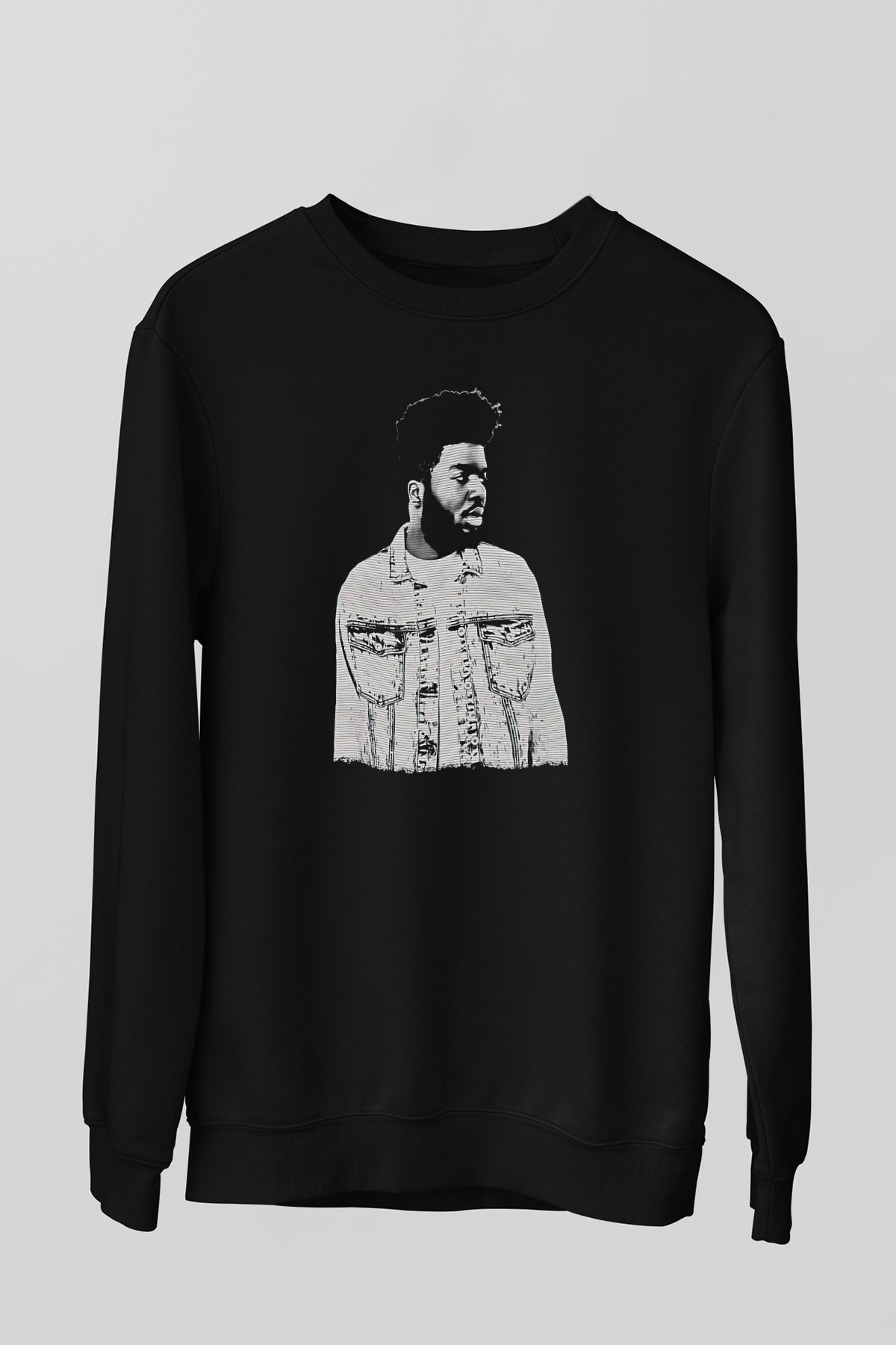Khalid Baskılı Unisex Siyah Sweatshirt