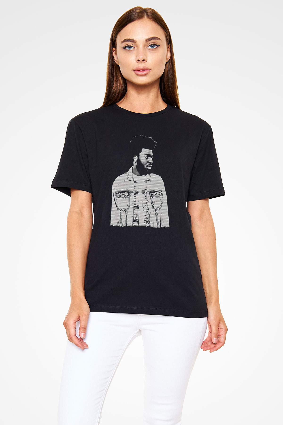 Khalid Baskılı Unisex Siyah Tişört - Tshirt