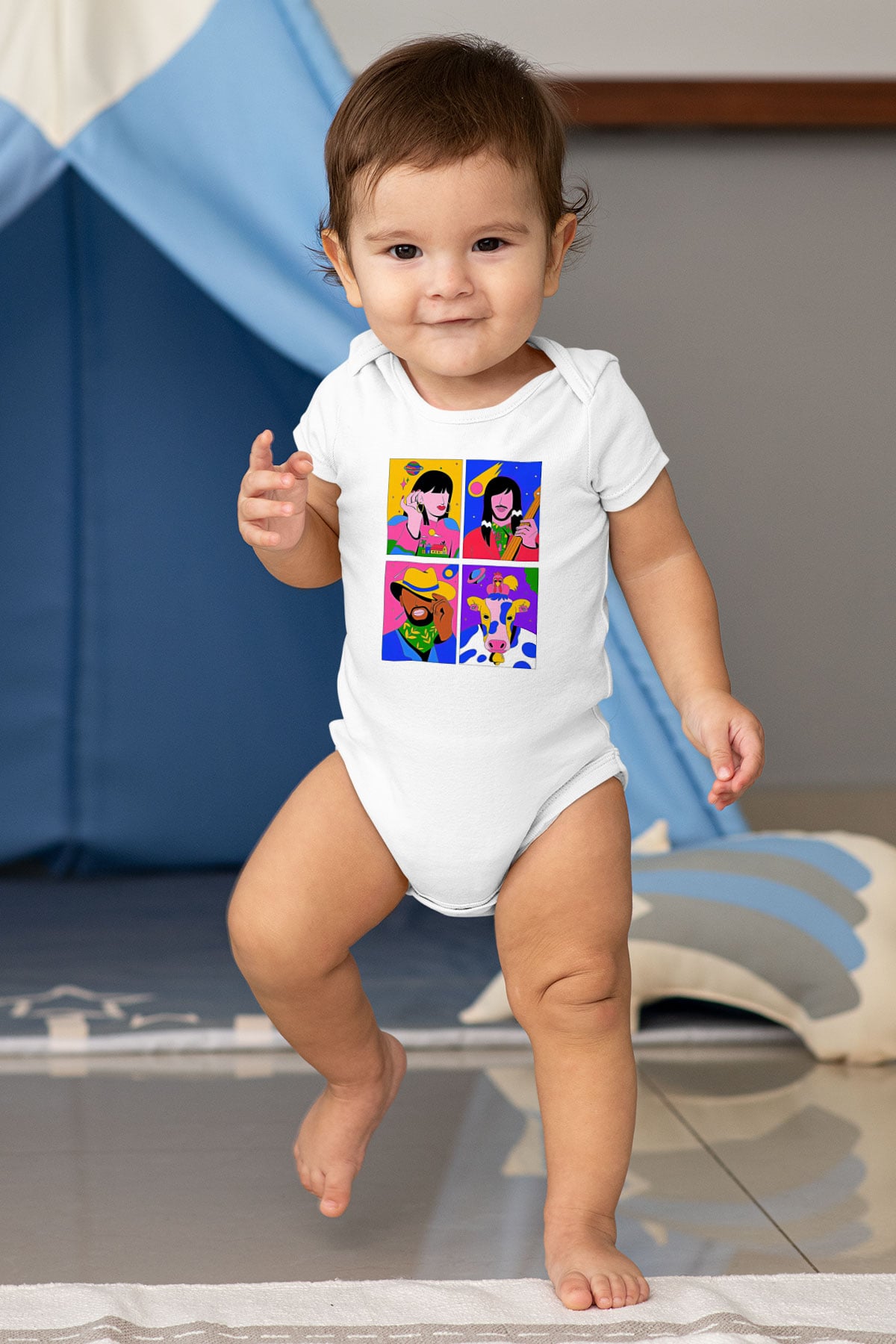 Khruanybin Baskılı Beyaz Unisex Bebek Body - Zıbın