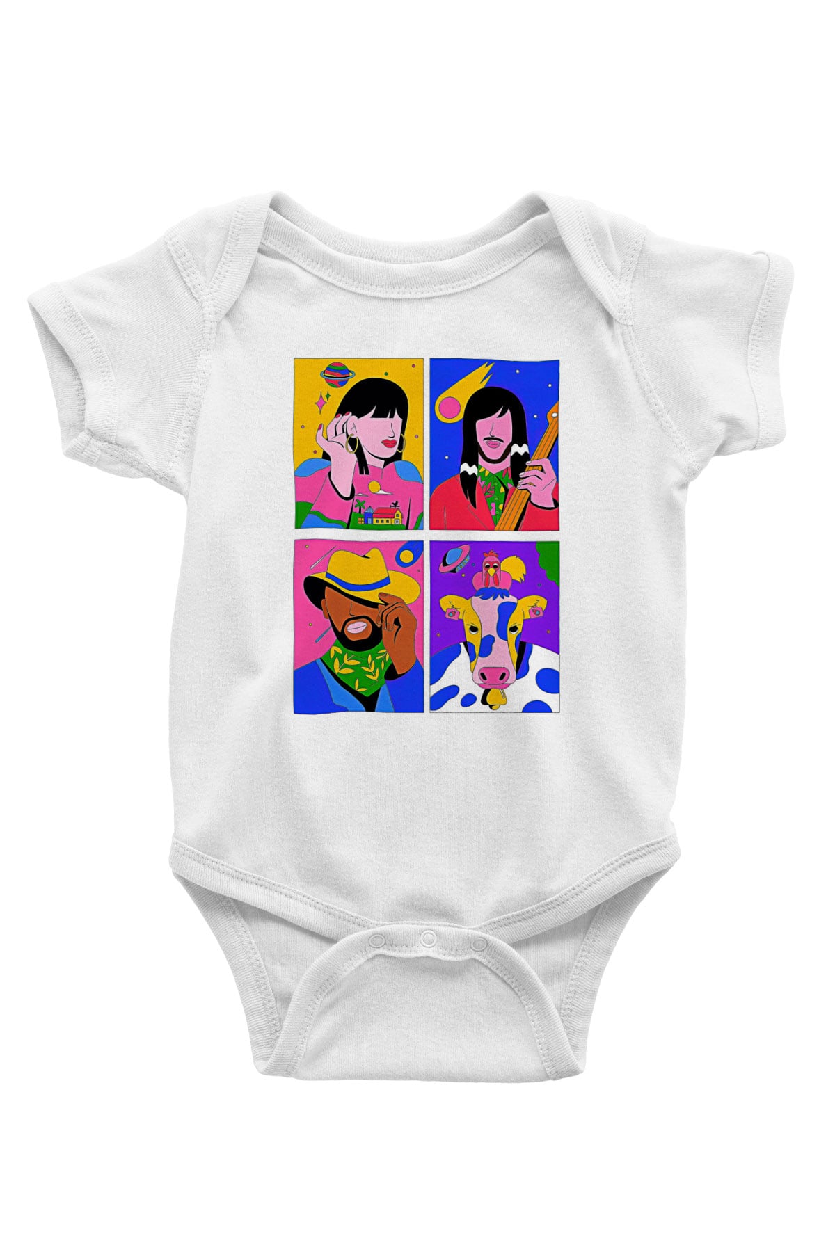 Khruanybin Baskılı Beyaz Unisex Bebek Body - Zıbın