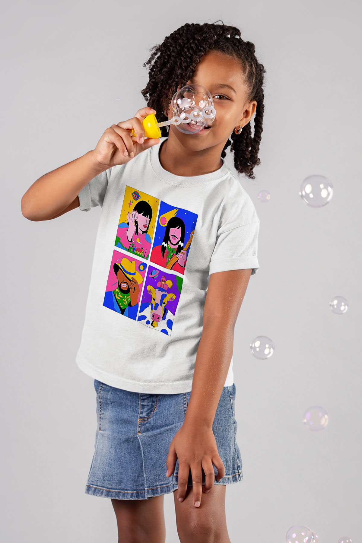 Khruanybin Baskılı Beyaz Unisex Beyaz Çocuk Tişört - Tshirt