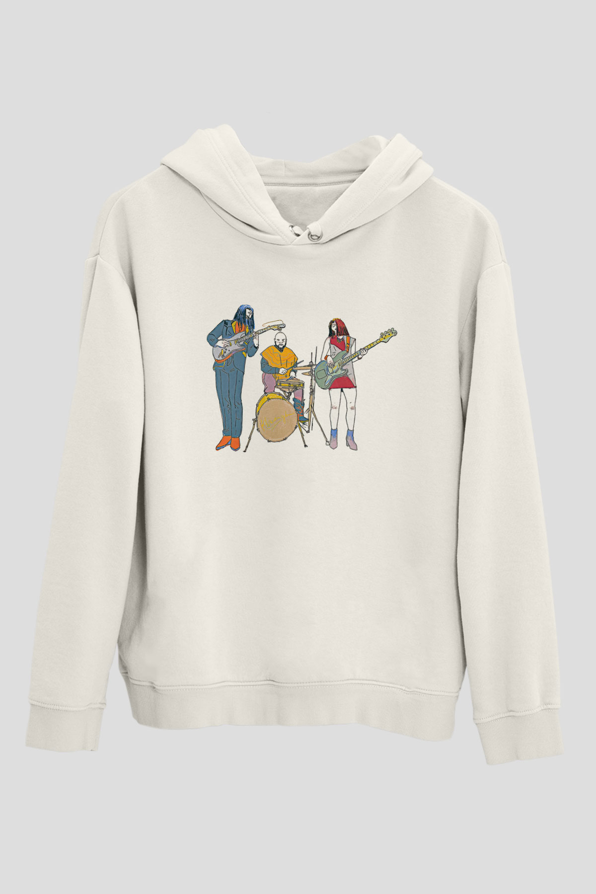 Khruanybin Baskılı Beyaz Unisex Kapüşonlu Sweatshirt