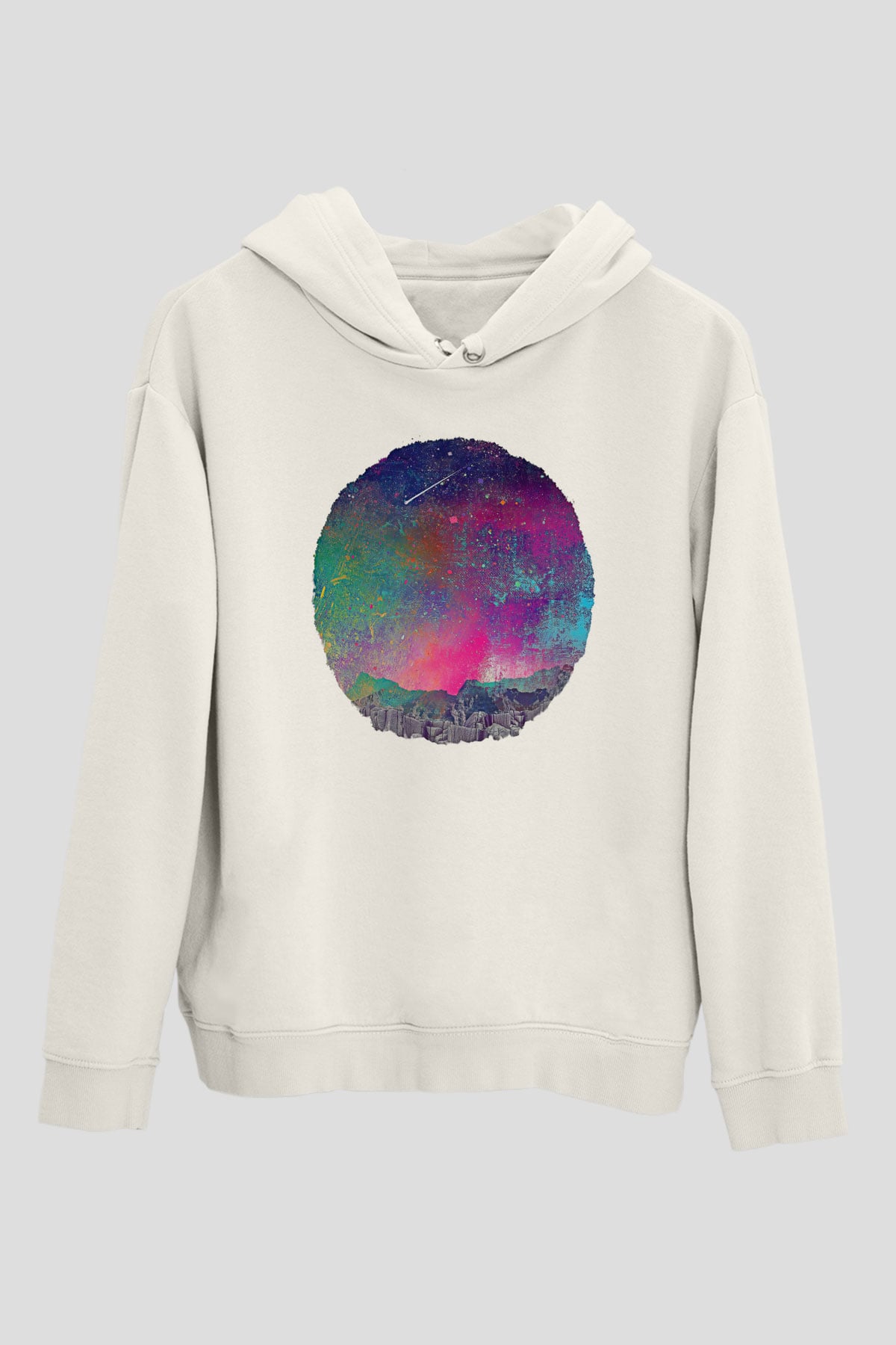 Khruanybin Baskılı Beyaz Unisex Kapüşonlu Sweatshirt