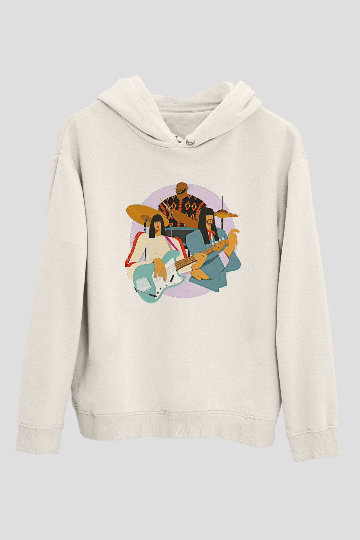 Khruanybin Baskılı Beyaz Unisex Kapüşonlu Sweatshirt