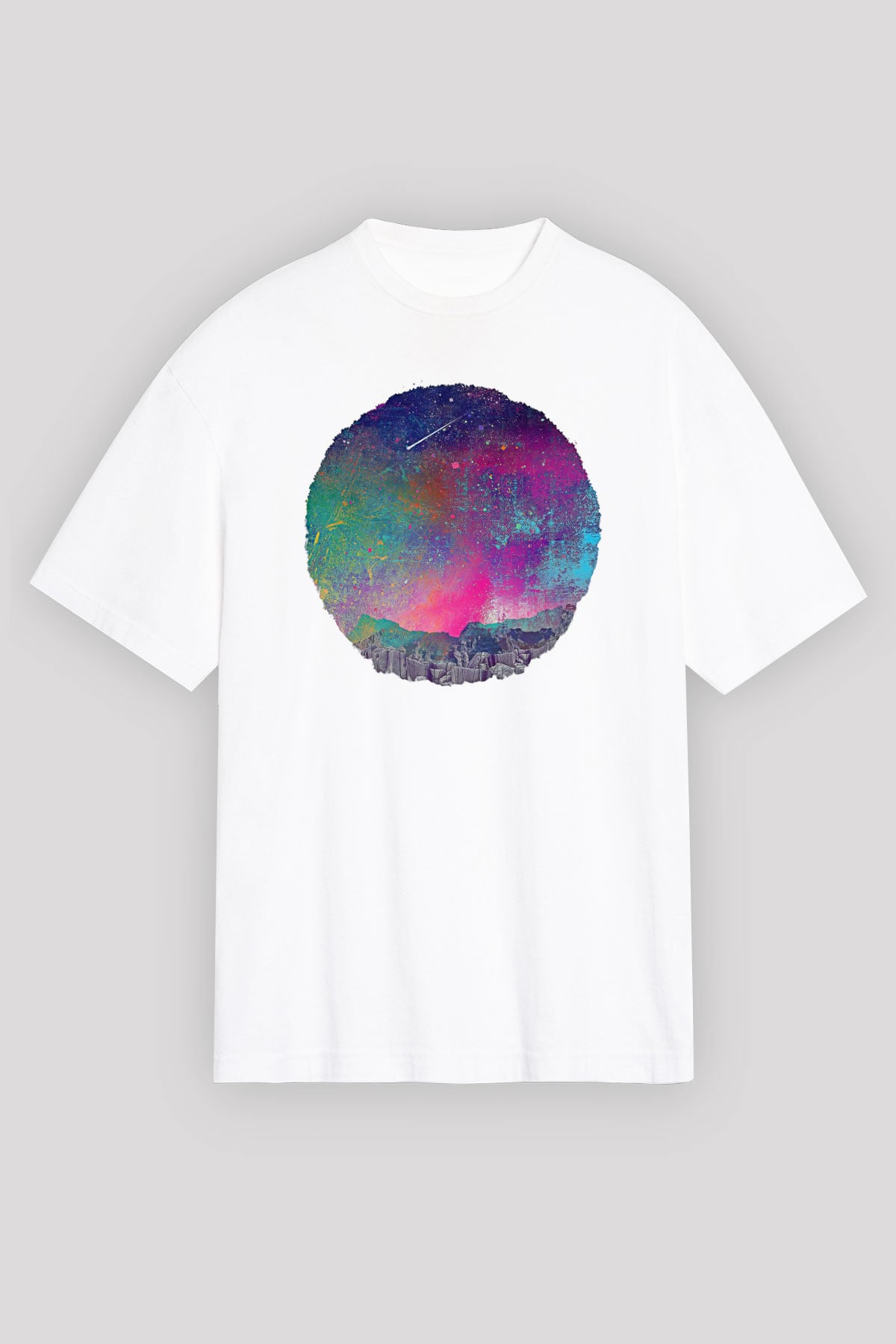 Khruanybin Baskılı Beyaz Unisex Oversize Tişört - Tshirt