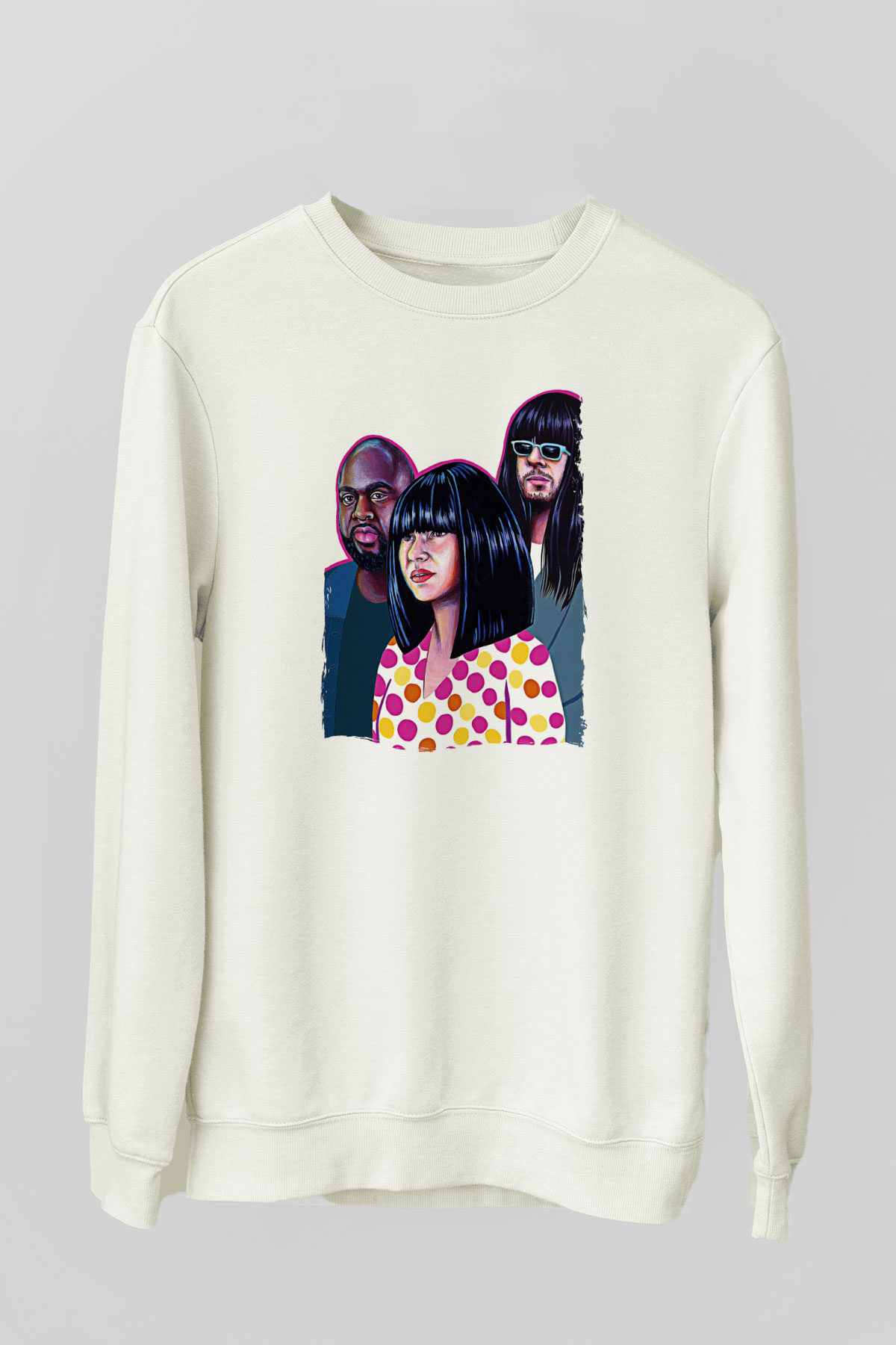 Khruanybin Baskılı Beyaz Unisex Sweatshirt