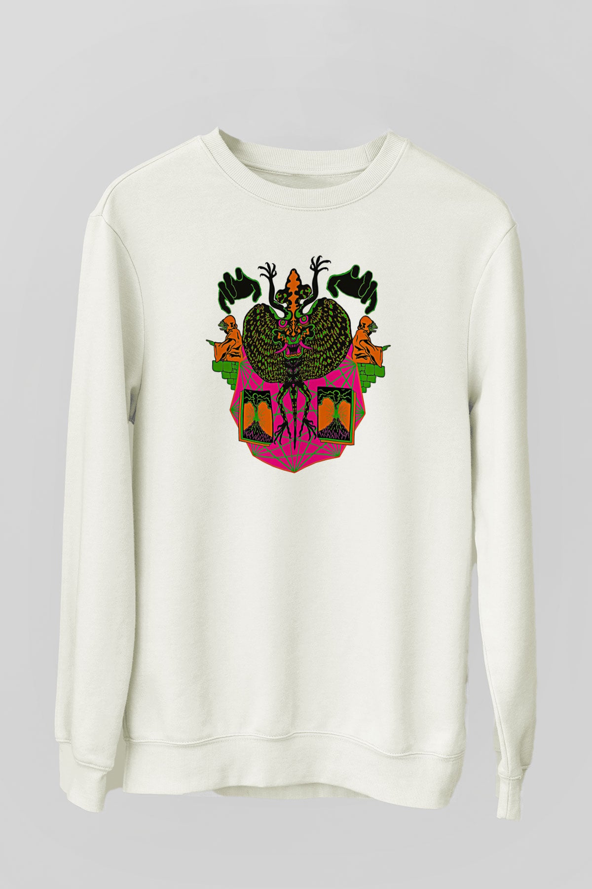 Khruanybin Baskılı Beyaz Unisex Sweatshirt