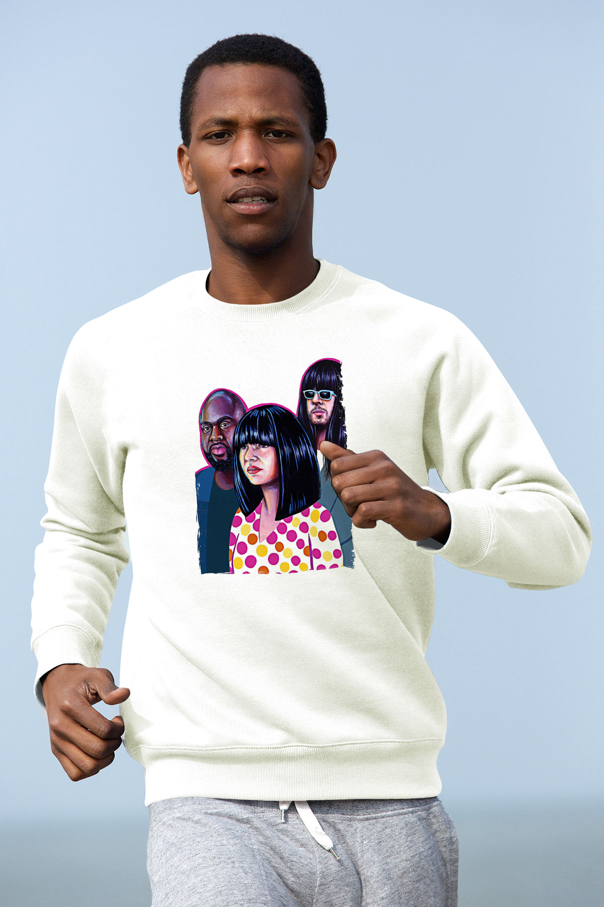 Khruanybin Baskılı Beyaz Unisex Sweatshirt