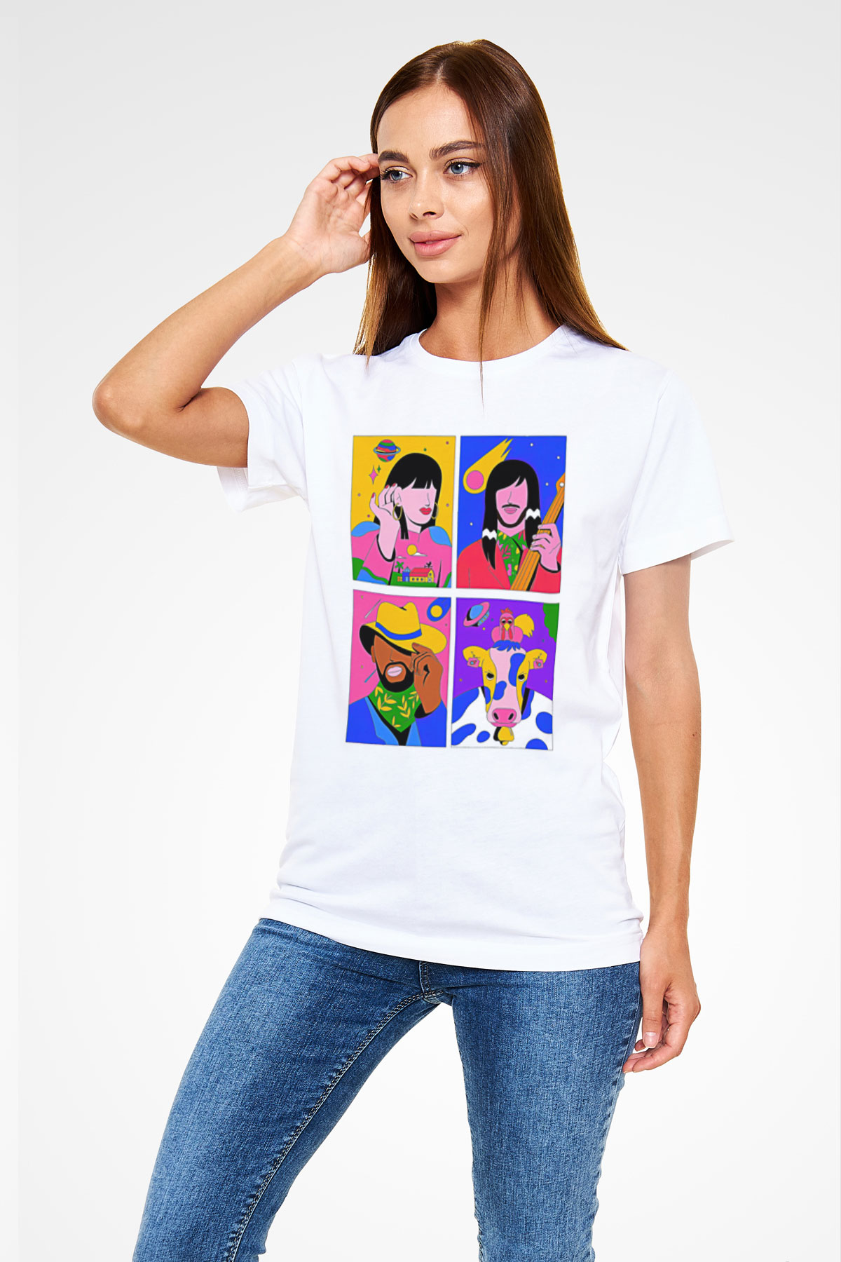 Khruanybin Baskılı Unisex Beyaz Tişört - Tshirt