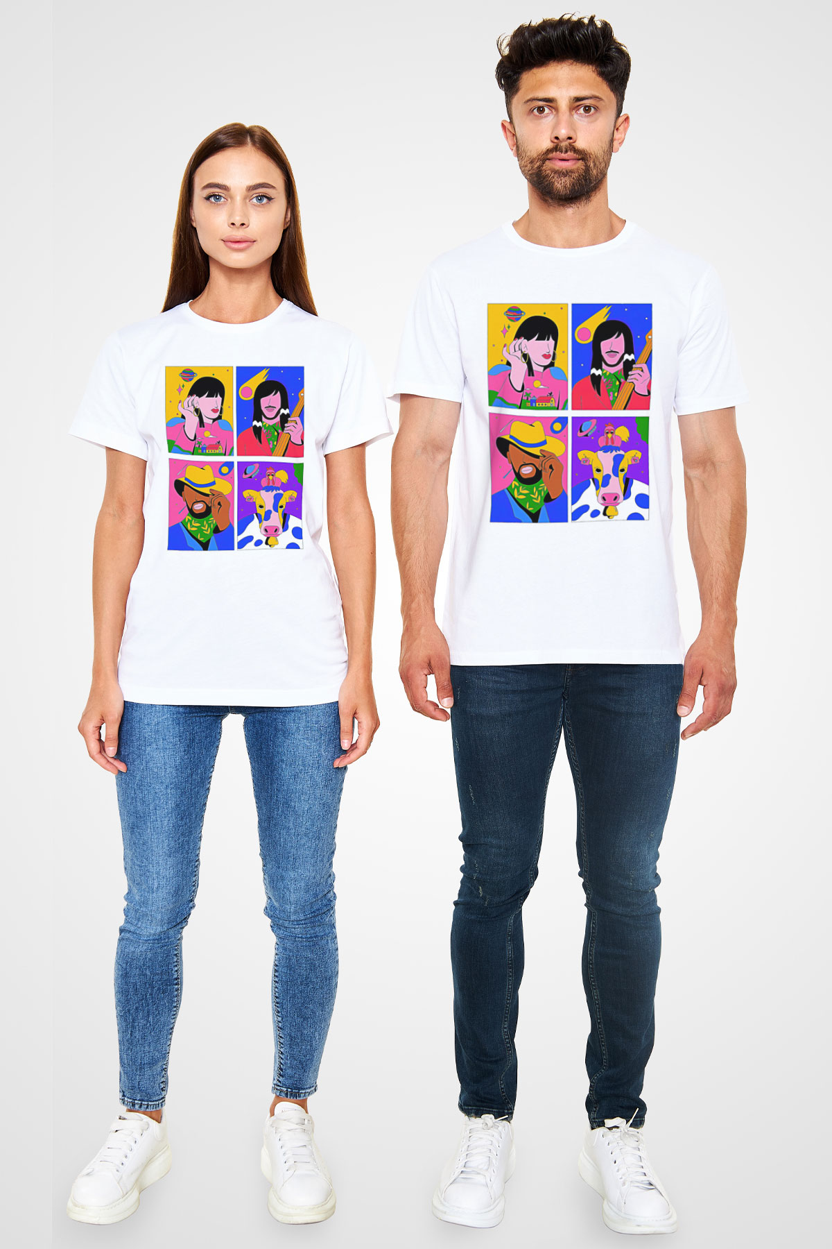 Khruanybin Baskılı Unisex Beyaz Tişört - Tshirt
