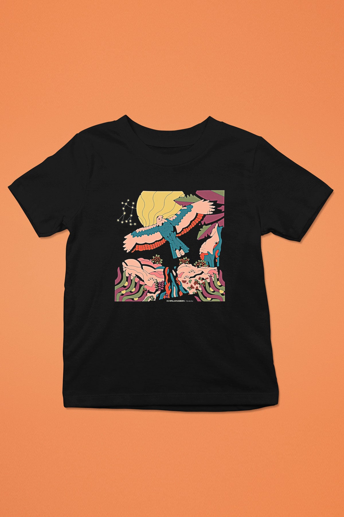 Khruanybin Baskılı Unisex Siyah Çocuk Tişört - Tshirt