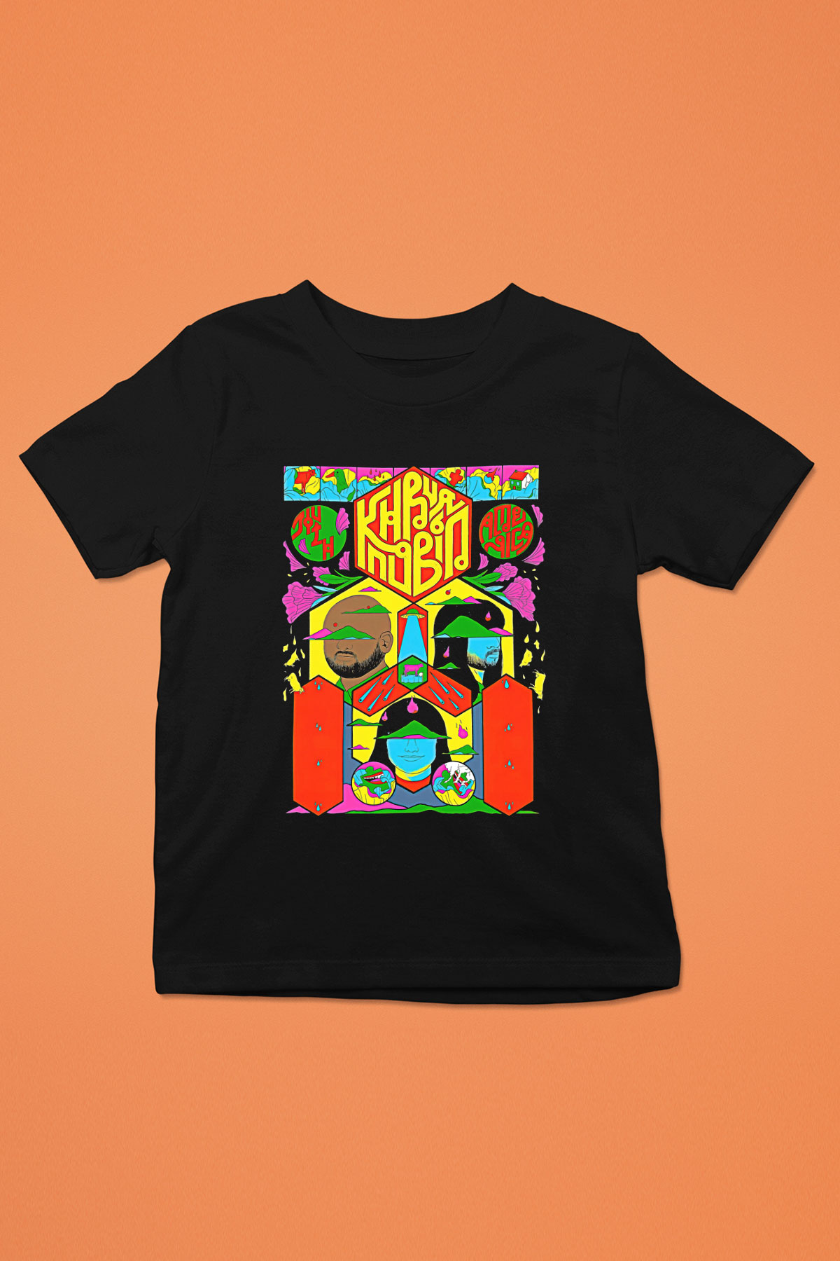 Khruanybin Baskılı Unisex Siyah Çocuk Tişört - Tshirt