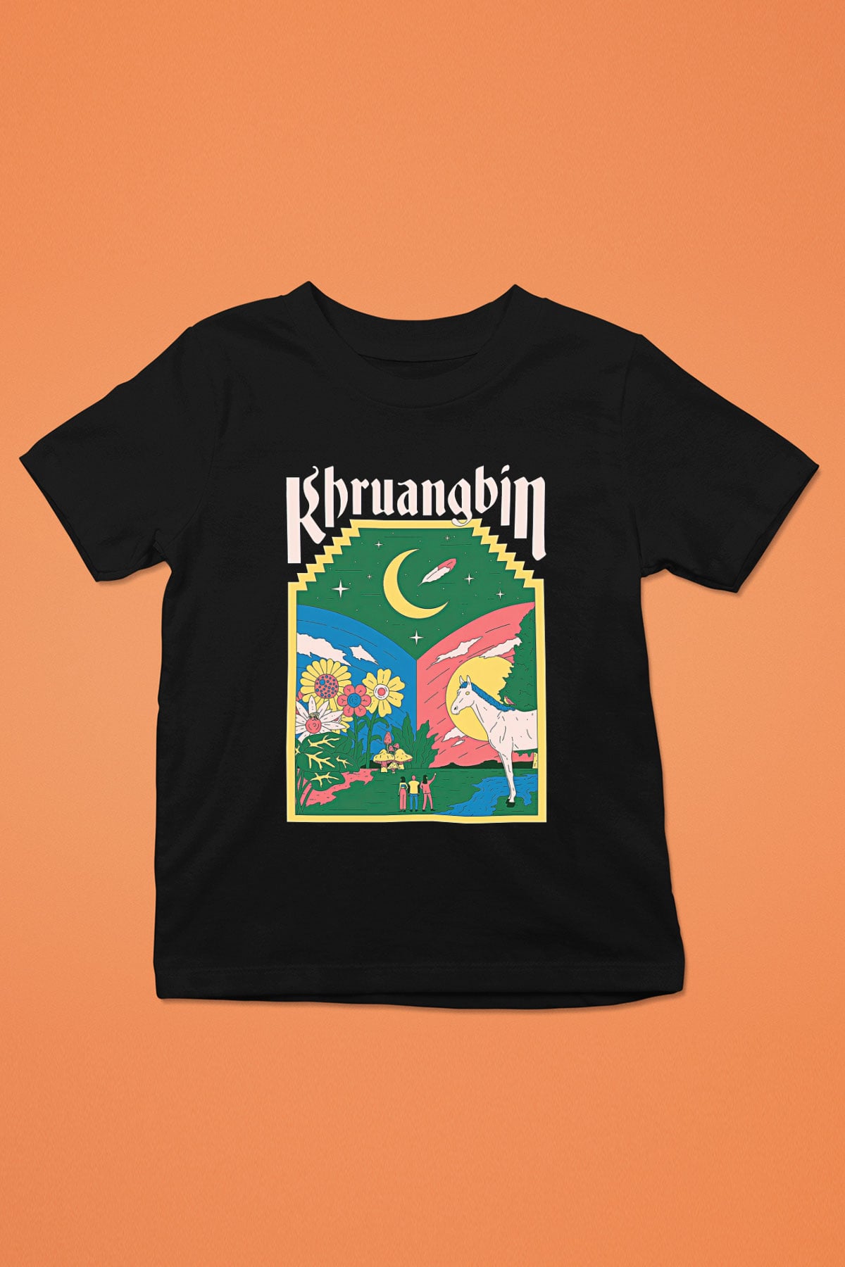 Khruanybin Baskılı Unisex Siyah Çocuk Tişört - Tshirt