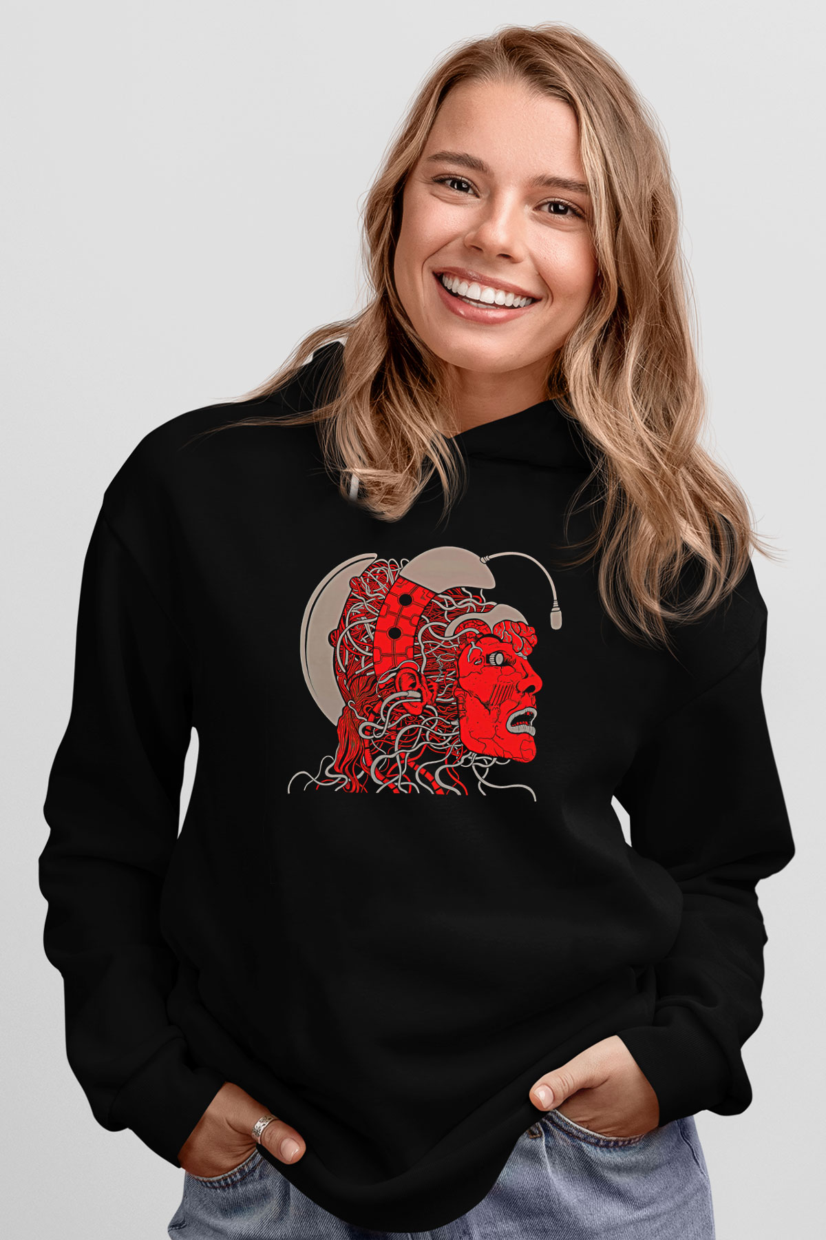 Khruanybin Baskılı Unisex Siyah Kapüşonlu Sweatshirt
