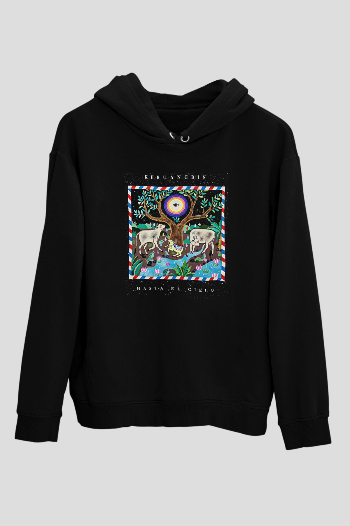 Khruanybin Baskılı Unisex Siyah Kapüşonlu Sweatshirt
