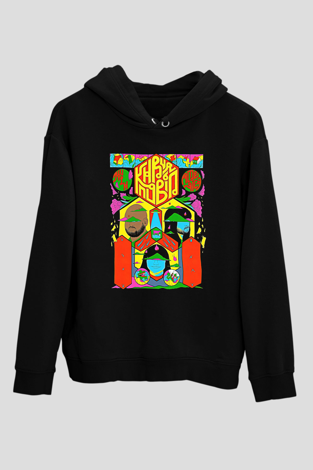 Khruanybin Baskılı Unisex Siyah Kapüşonlu Sweatshirt