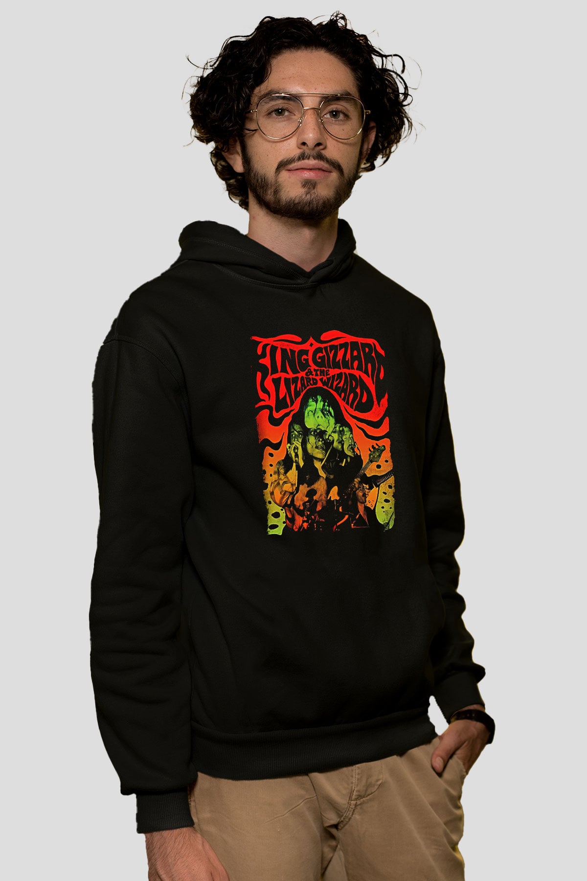 Khruanybin Baskılı Unisex Siyah Kapüşonlu Sweatshirt