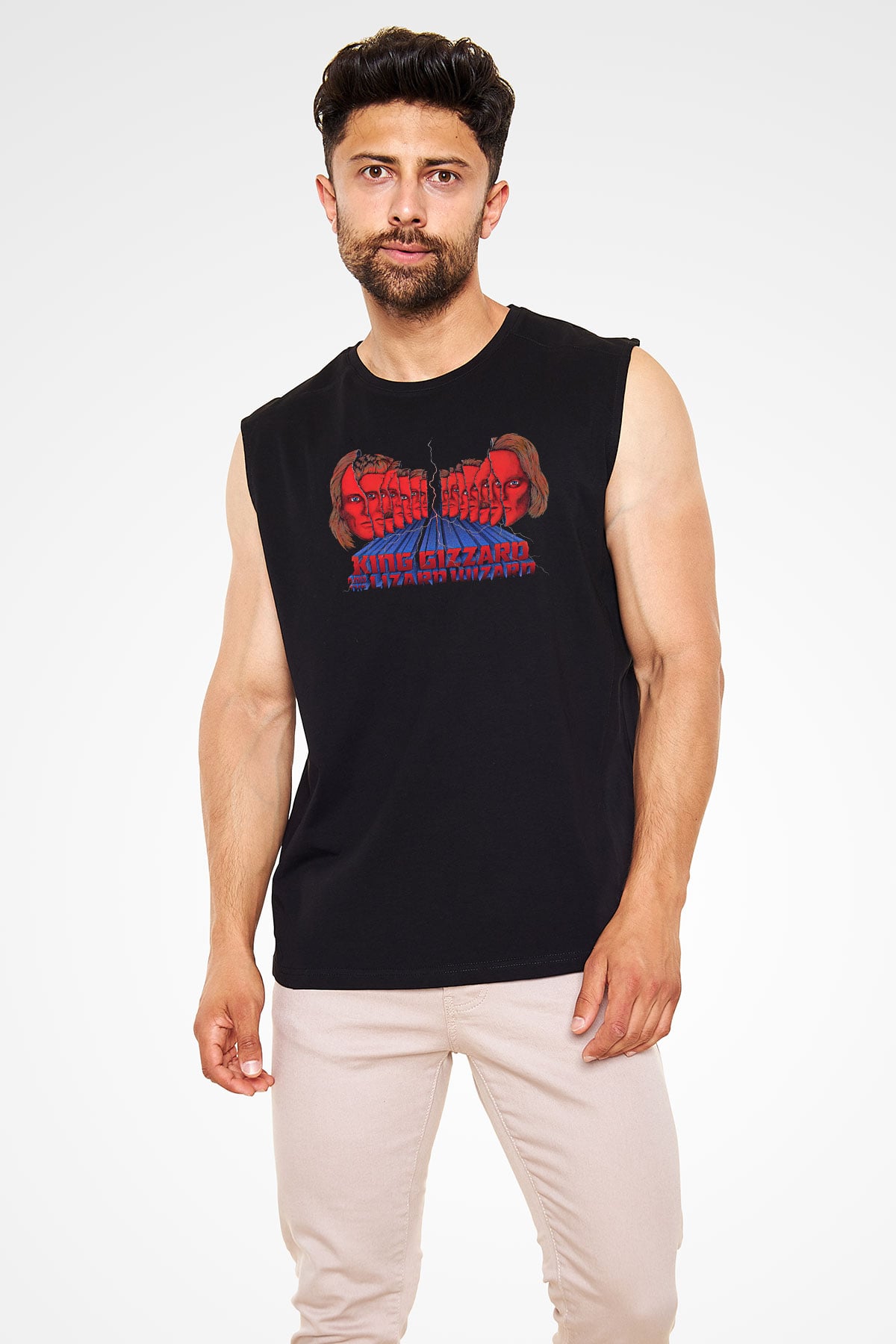 Khruanybin Baskılı Unisex Siyah Kolsuz Tişört - Tshirt
