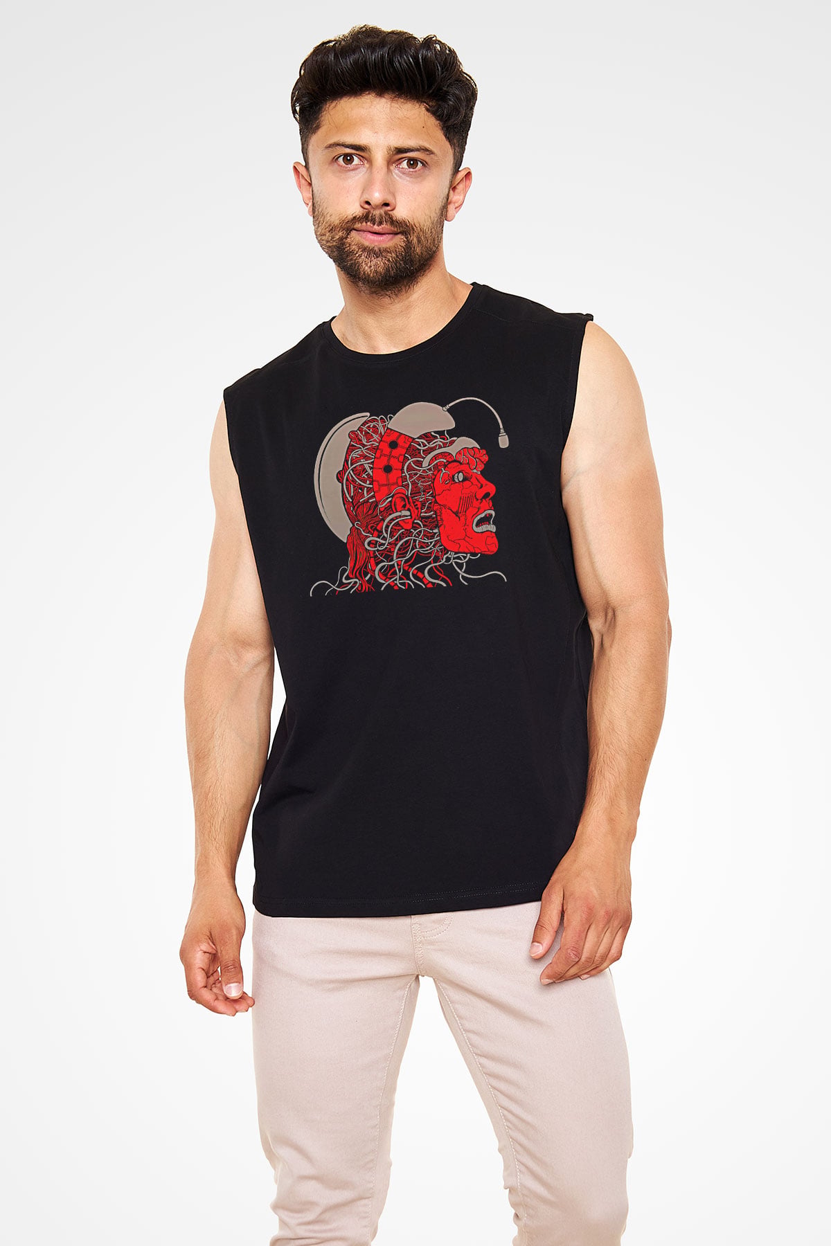 Khruanybin Baskılı Unisex Siyah Kolsuz Tişört - Tshirt