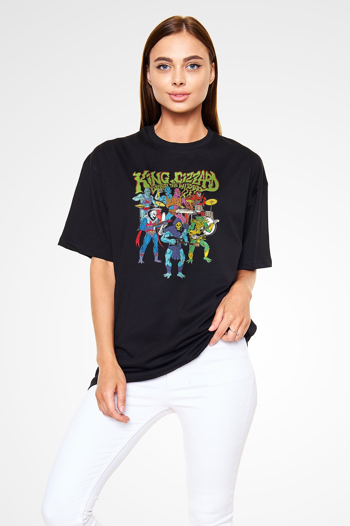 Khruanybin Baskılı Unisex Siyah Oversize Tişört - Tshirt
