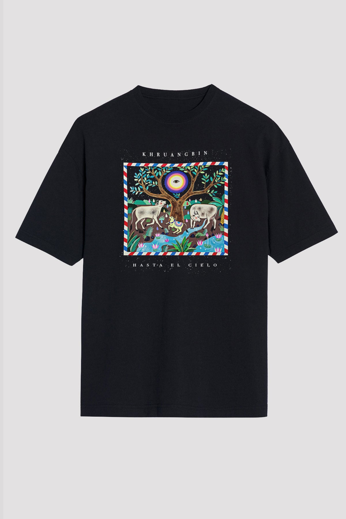 Khruanybin Baskılı Unisex Siyah Oversize Tişört - Tshirt