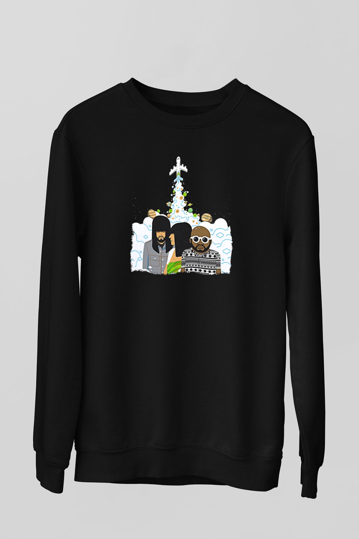 Khruanybin Baskılı Unisex Siyah Sweatshirt
