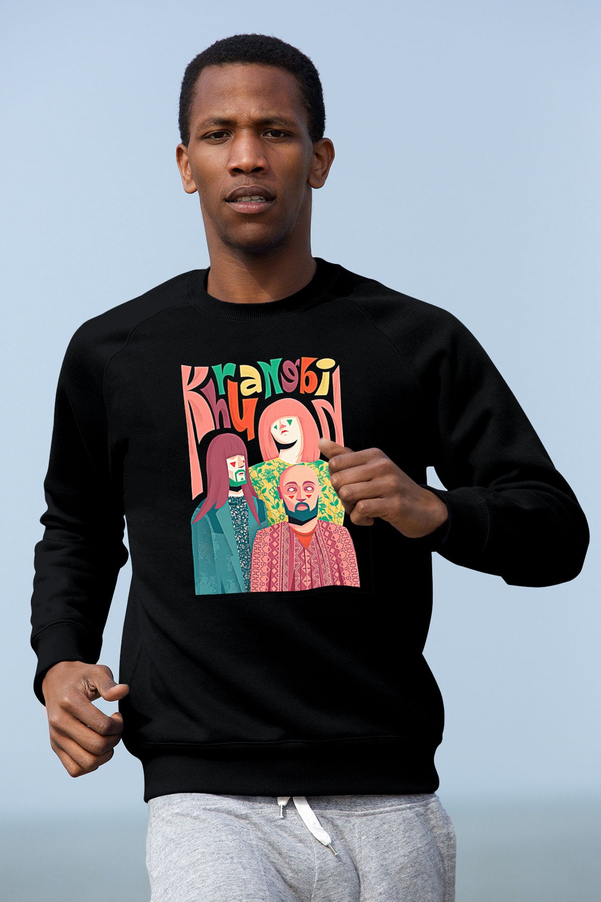 Khruanybin Baskılı Unisex Siyah Sweatshirt