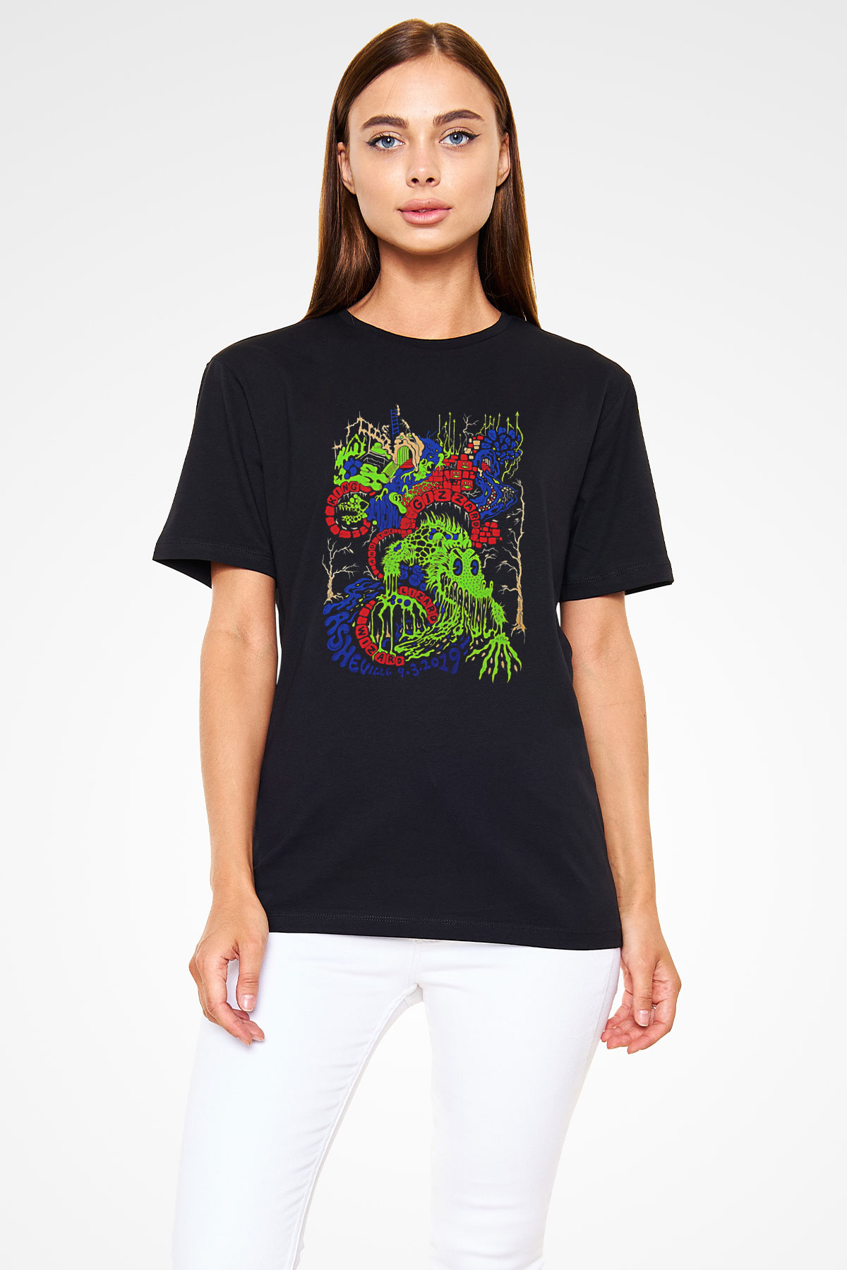 Khruanybin Baskılı Unisex Siyah Tişört - Tshirt