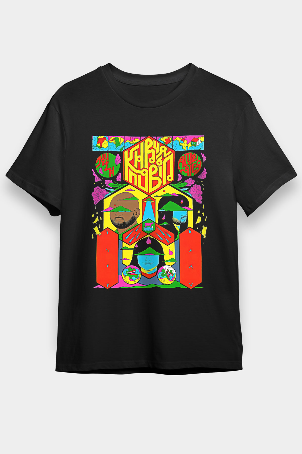 Khruanybin Baskılı Unisex Siyah Tişört - Tshirt
