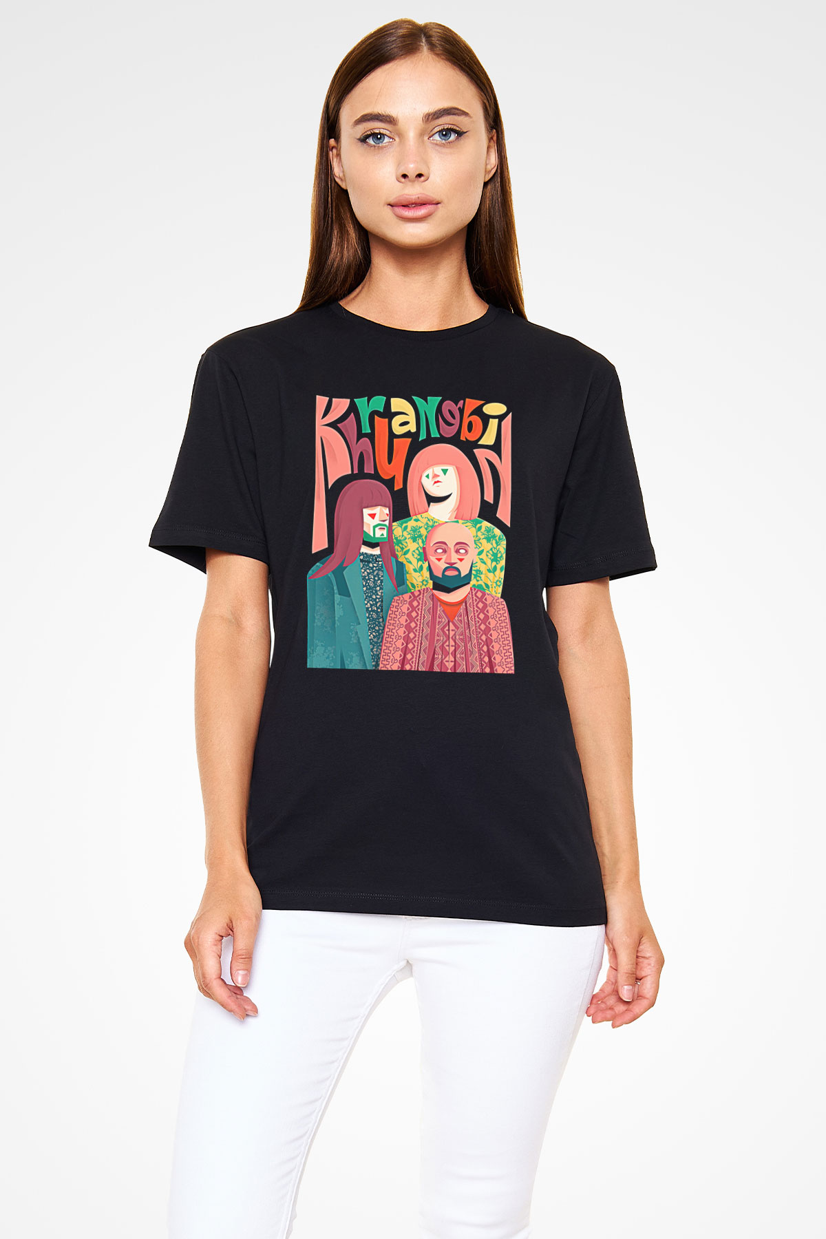 Khruanybin Baskılı Unisex Siyah Tişört - Tshirt