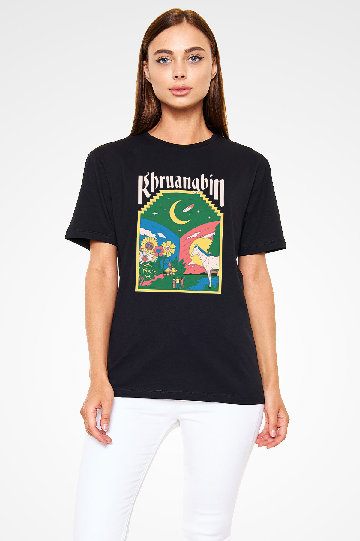 Khruanybin Baskılı Unisex Siyah Tişört - Tshirt