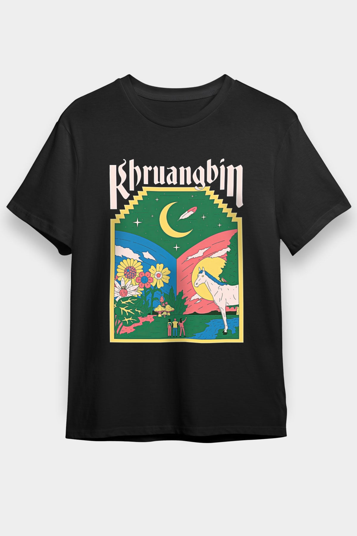 Khruanybin Baskılı Unisex Siyah Tişört - Tshirt