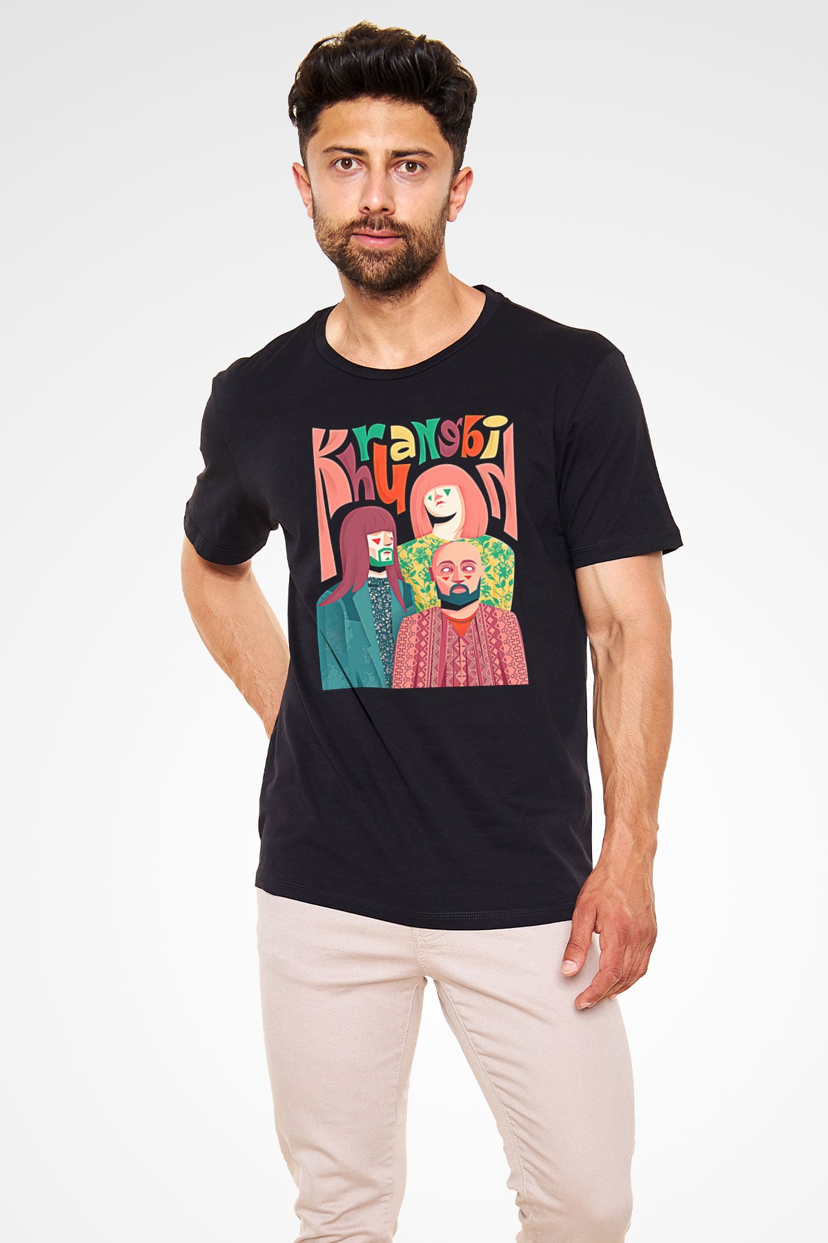 Khruanybin Baskılı Unisex Siyah Tişört - Tshirt