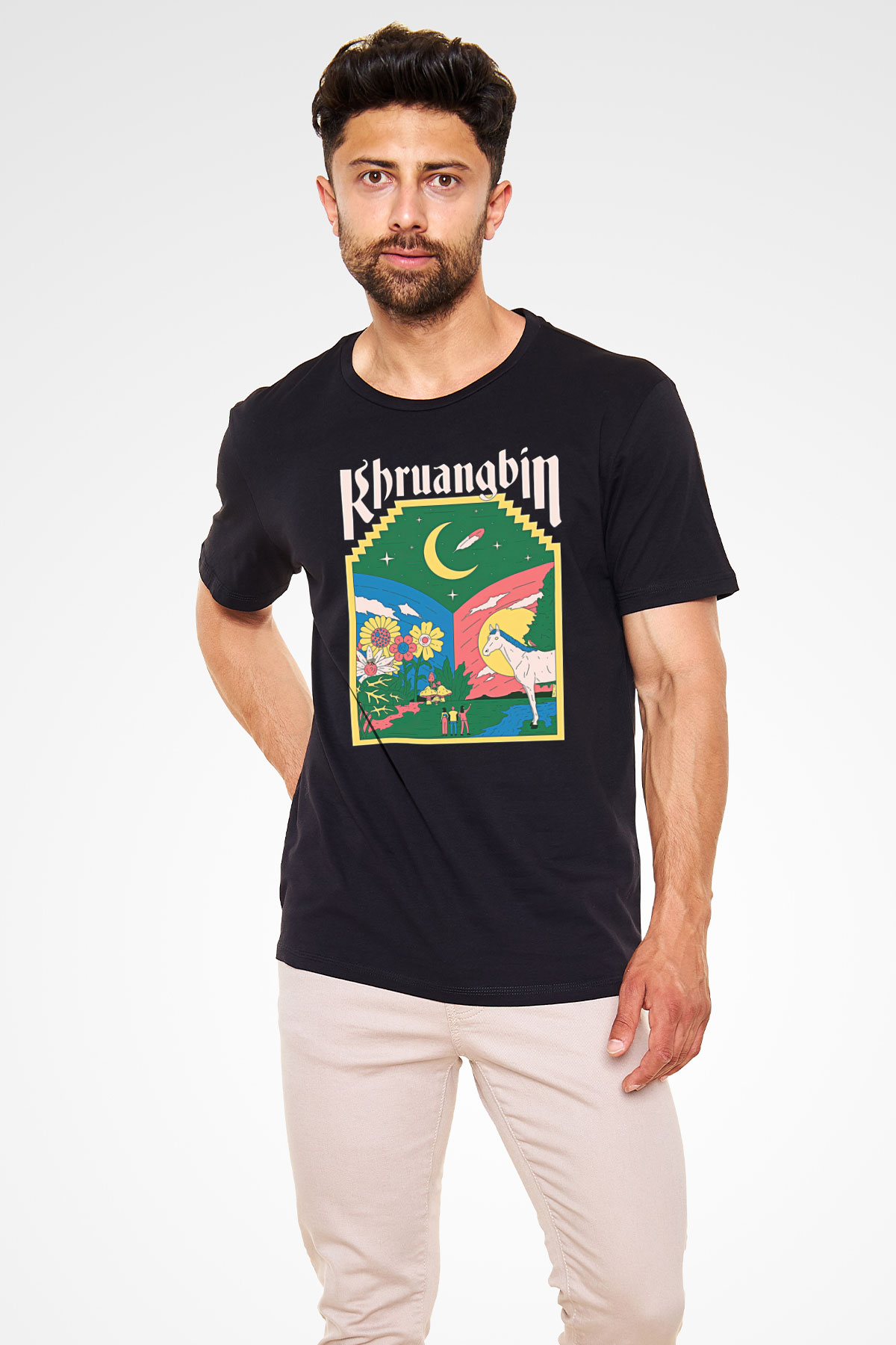 Khruanybin Baskılı Unisex Siyah Tişört - Tshirt