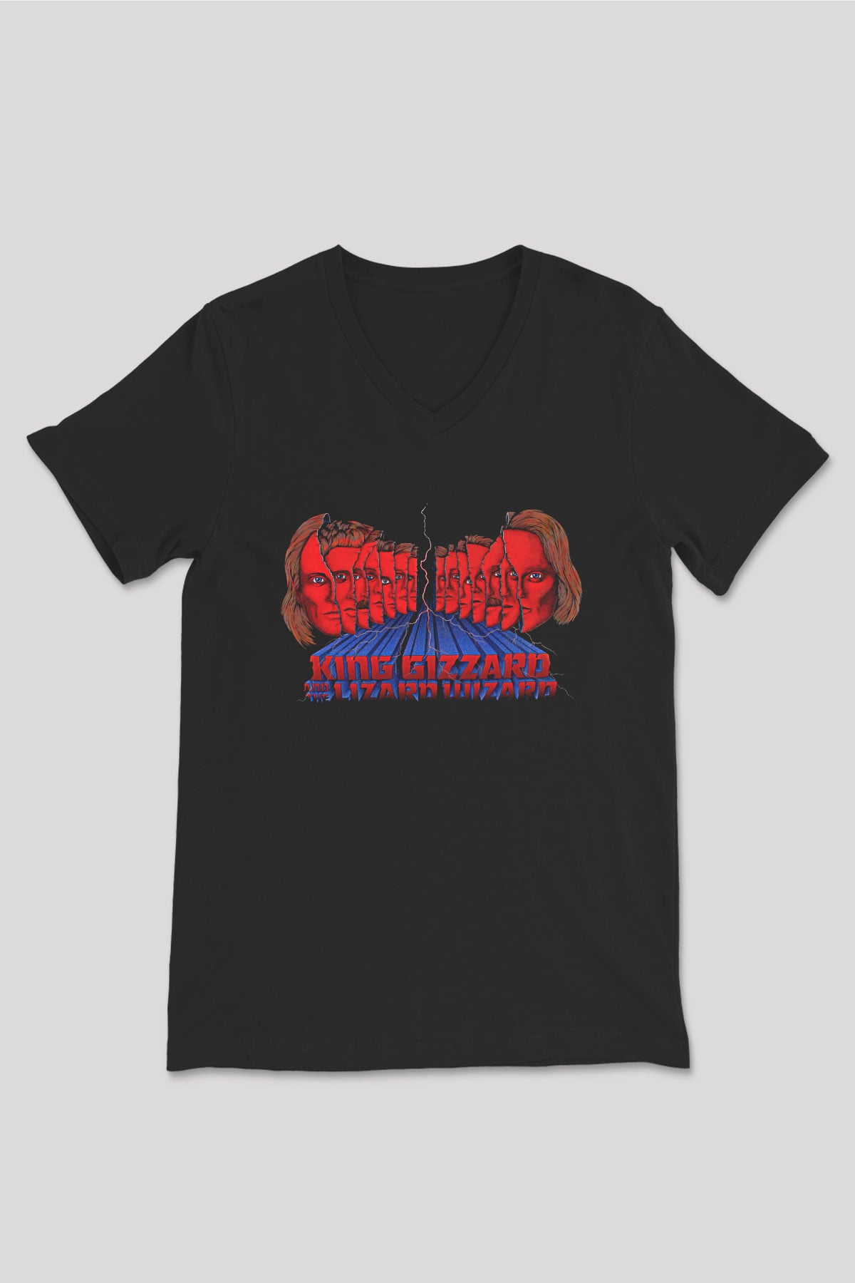Khruanybin Baskılı Unisex Siyah V Yaka Tişört - Tshirt