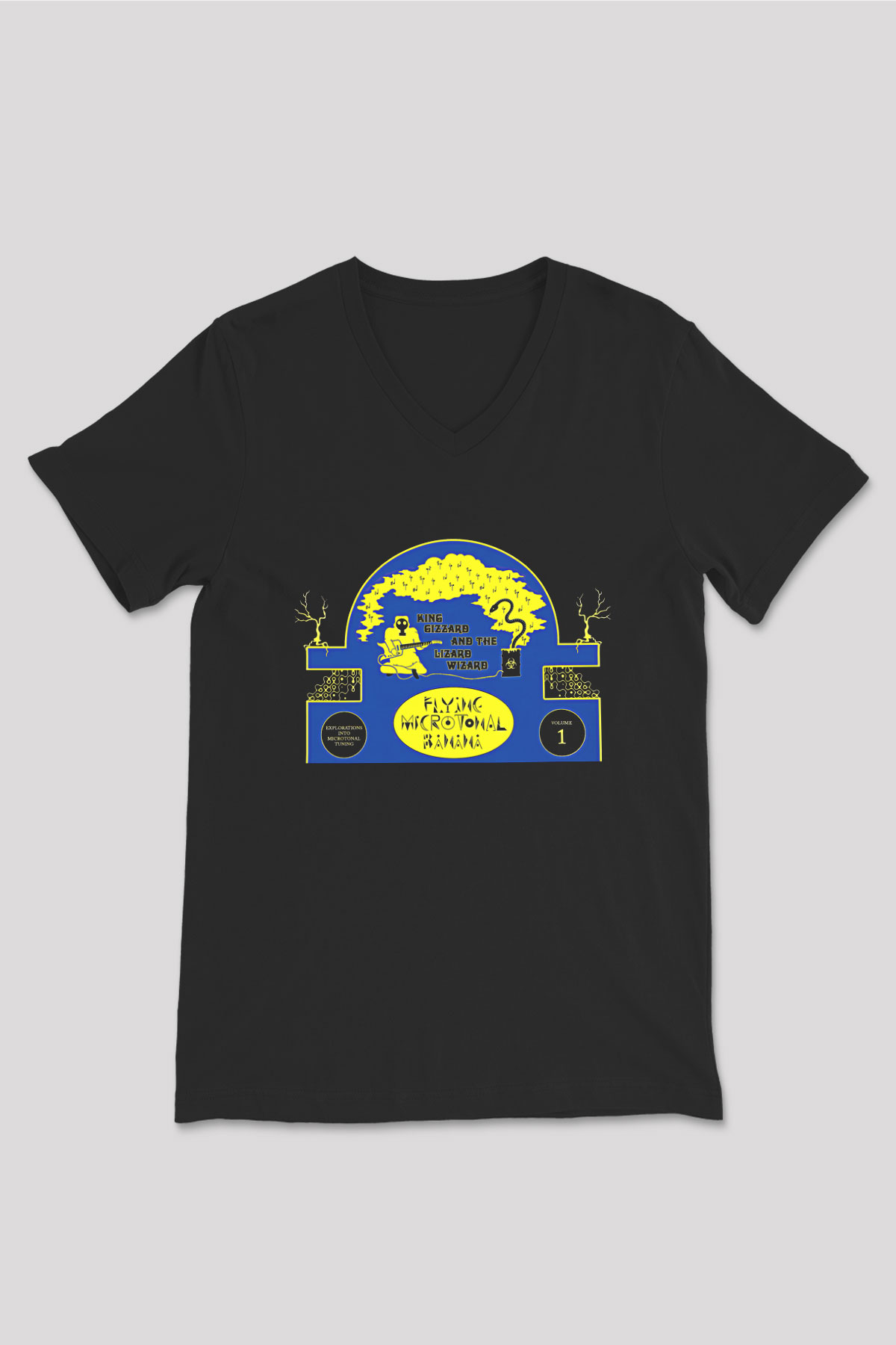 Khruanybin Baskılı Unisex Siyah V Yaka Tişört - Tshirt