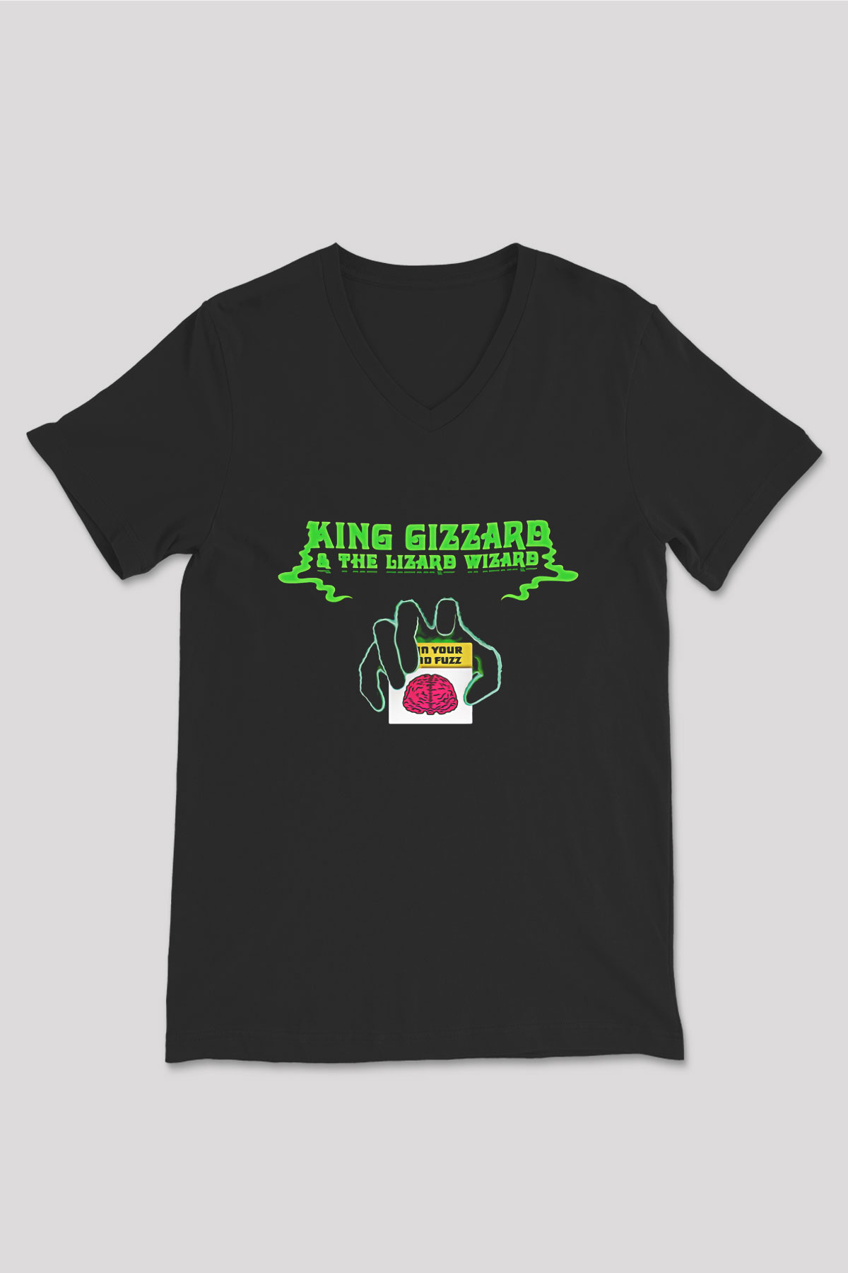 Khruanybin Baskılı Unisex Siyah V Yaka Tişört - Tshirt