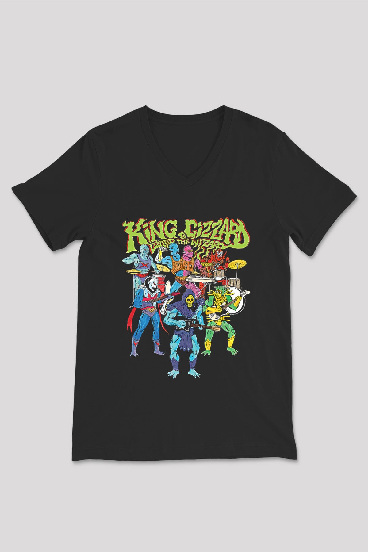 Khruanybin Baskılı Unisex Siyah V Yaka Tişört - Tshirt