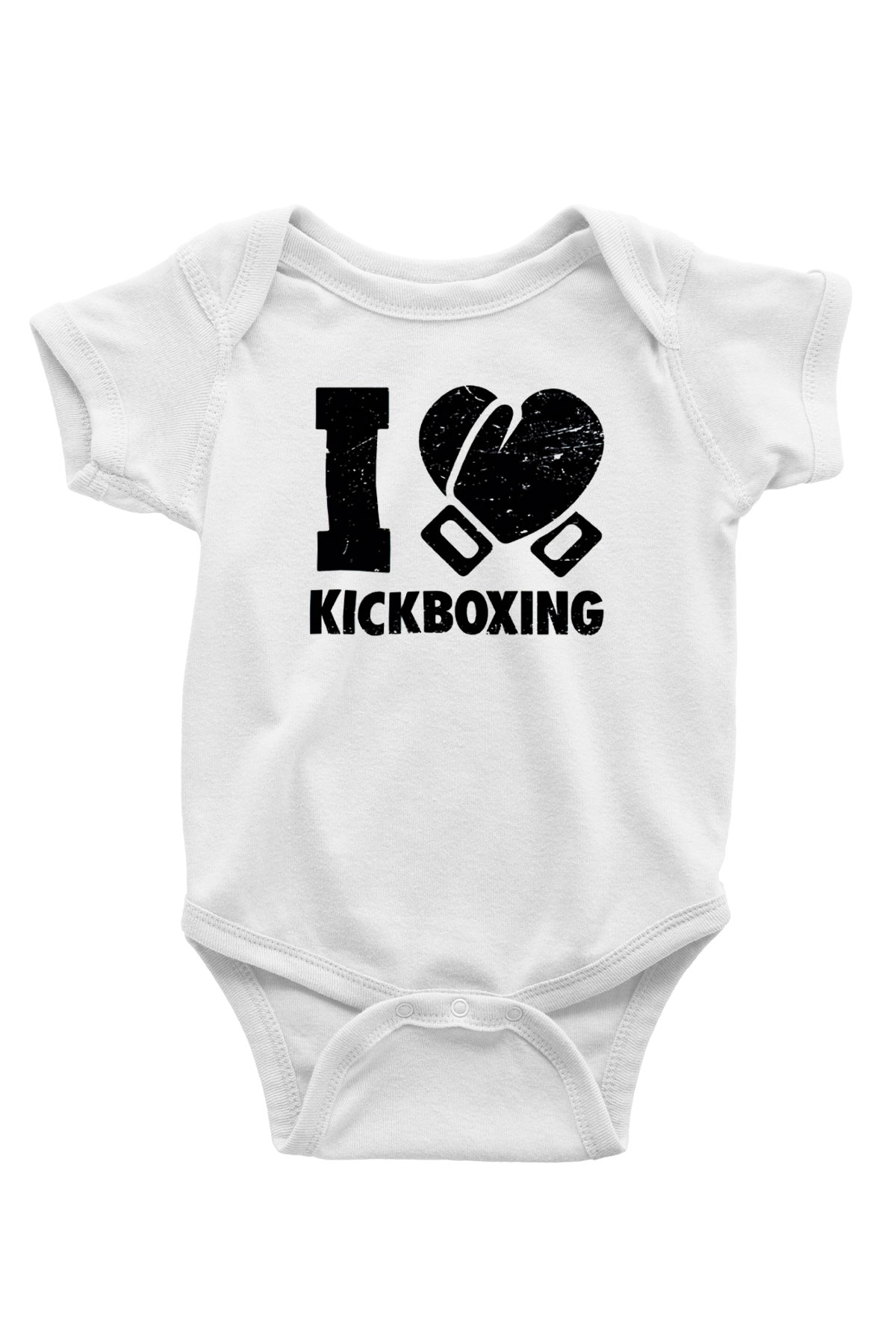 Kick boks Baskılı Beyaz Unisex Bebek Body - Zıbın