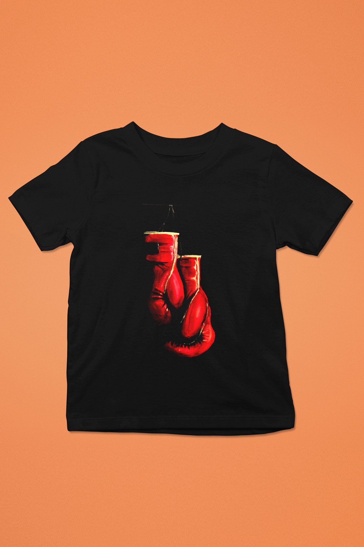 Kick boks Baskılı Siyah Unisex Çocuk Tişört