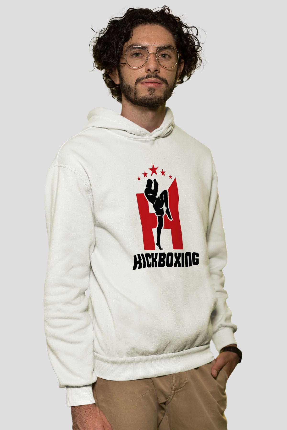 Kick boks Beyaz Unisex Hoodie