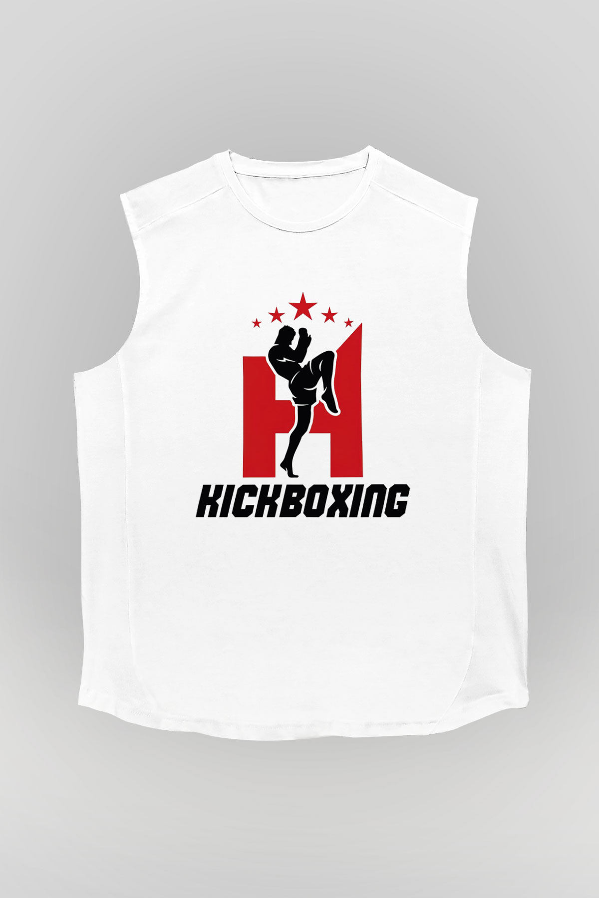 Kick boks Beyaz Unisex Kolsuz Tişört