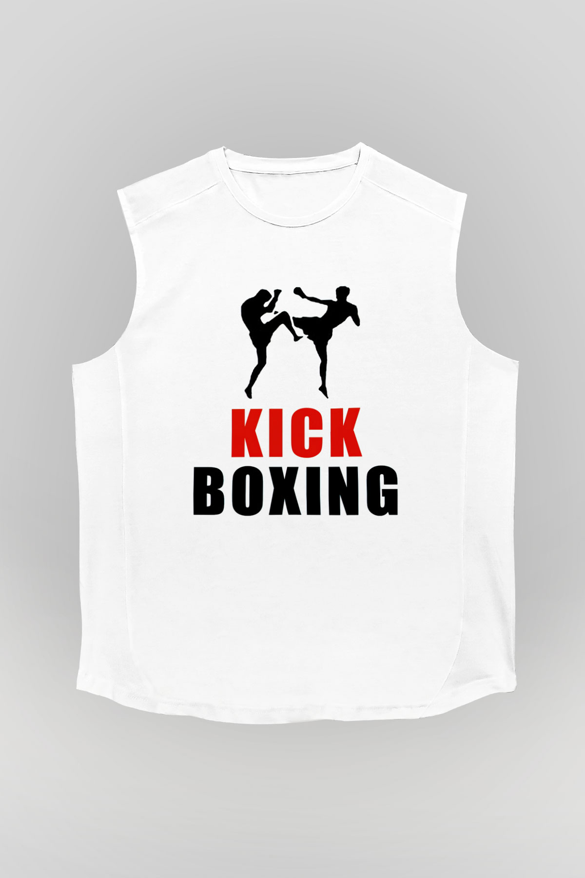 Kick boks Beyaz Unisex Kolsuz Tişört