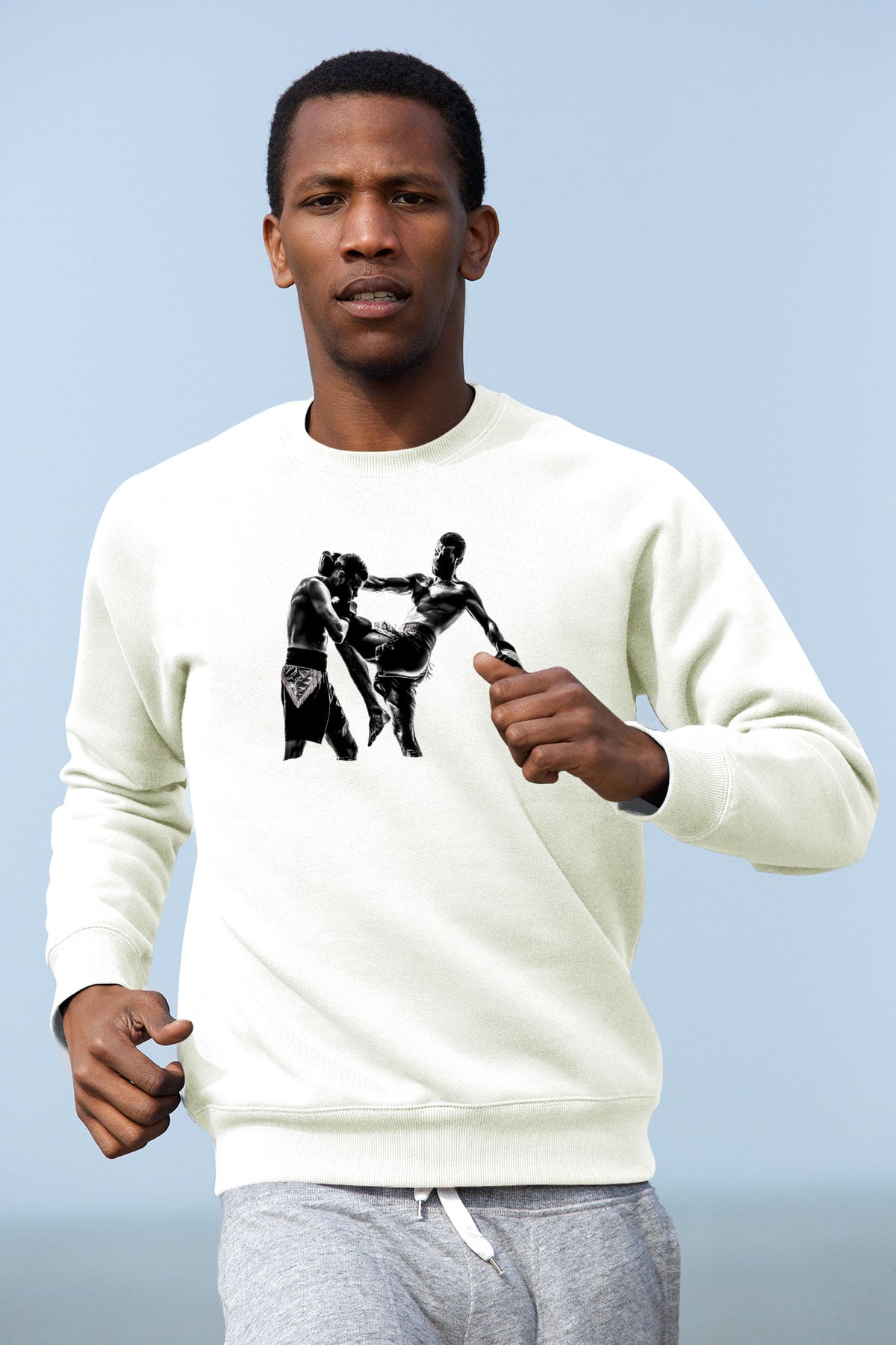 Kick boks Beyaz Unisex Sweatshirt