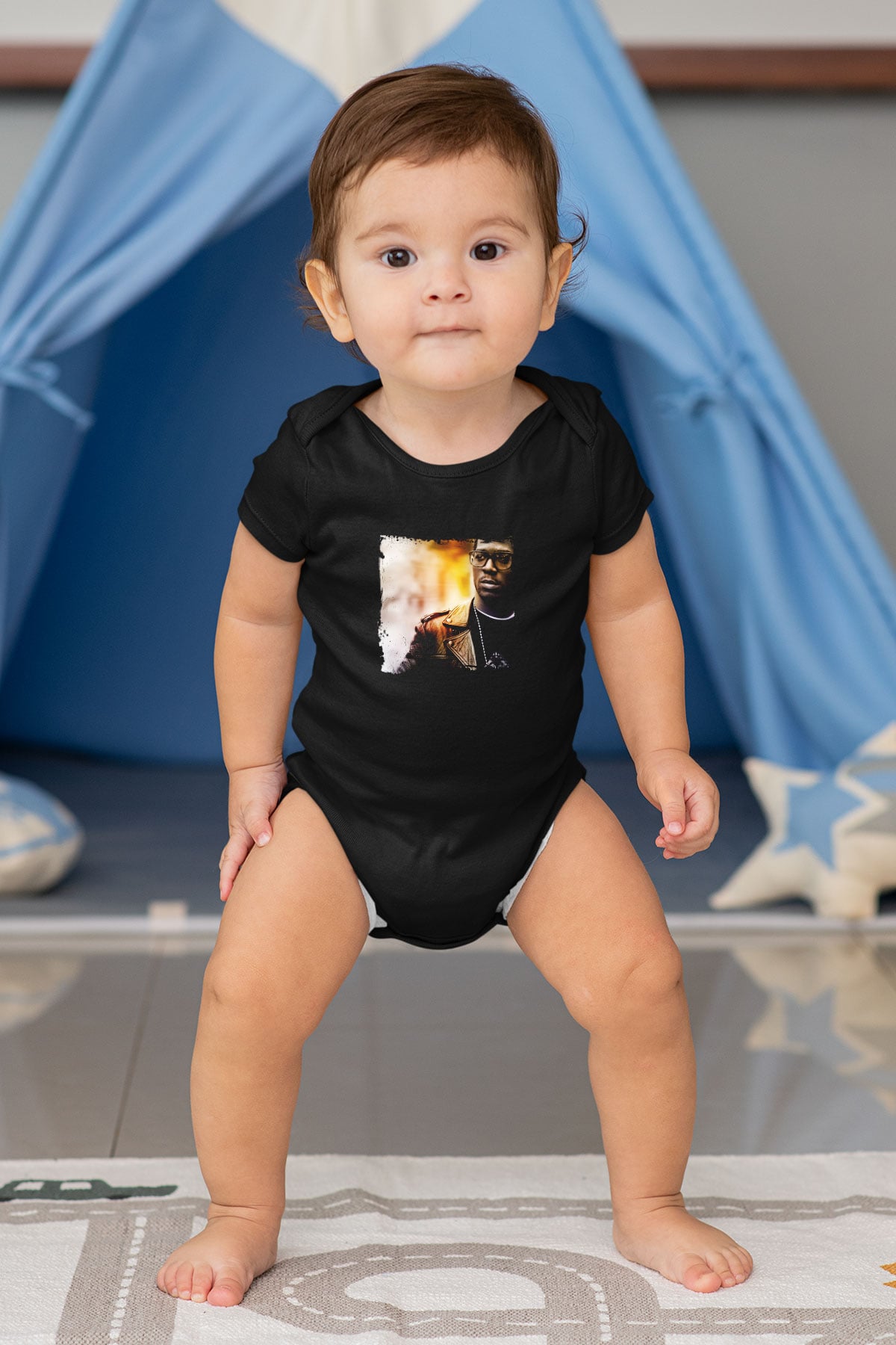 Kid Cudi Baskılı Unisex Siyah Bebek Body - Zıbın