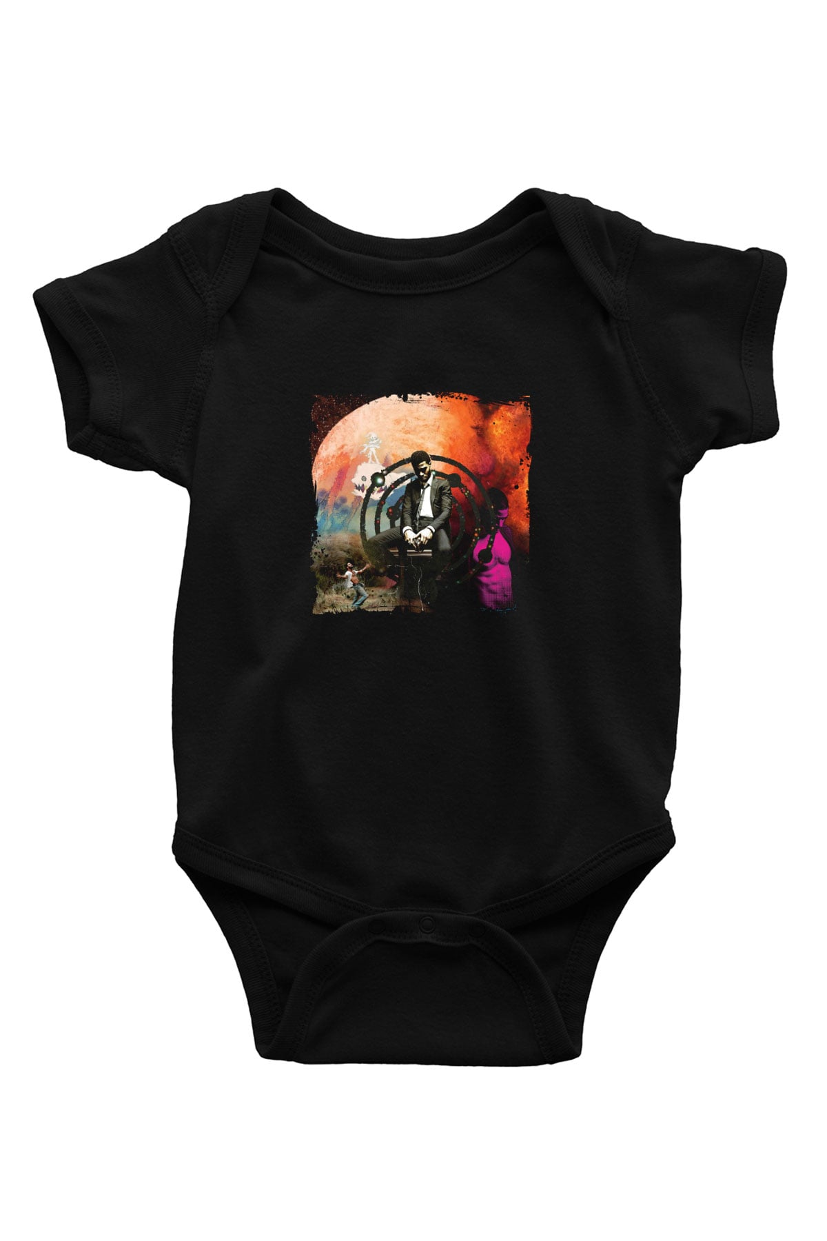 Kid Cudi Baskılı Unisex Siyah Bebek Body - Zıbın