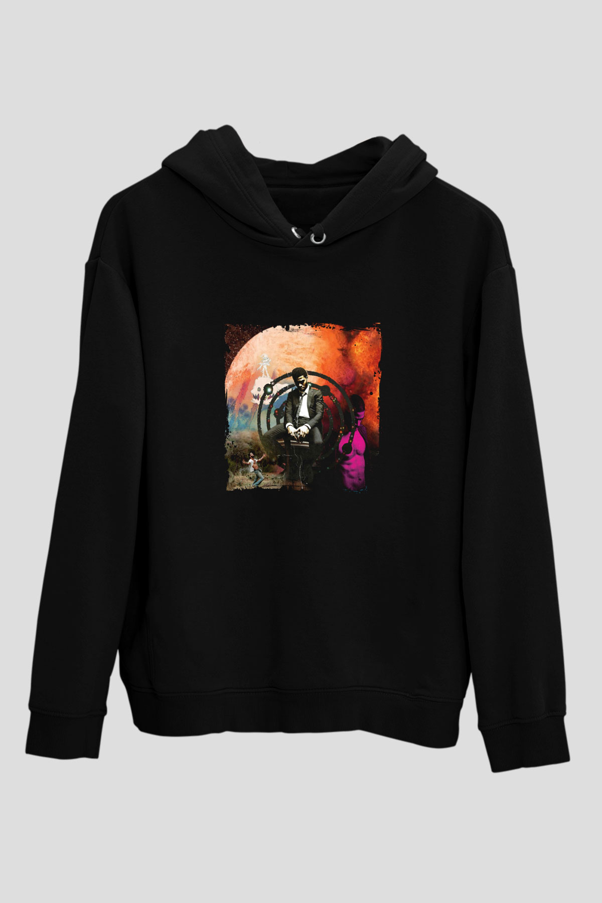 Kid Cudi Baskılı Unisex Siyah Hoodie